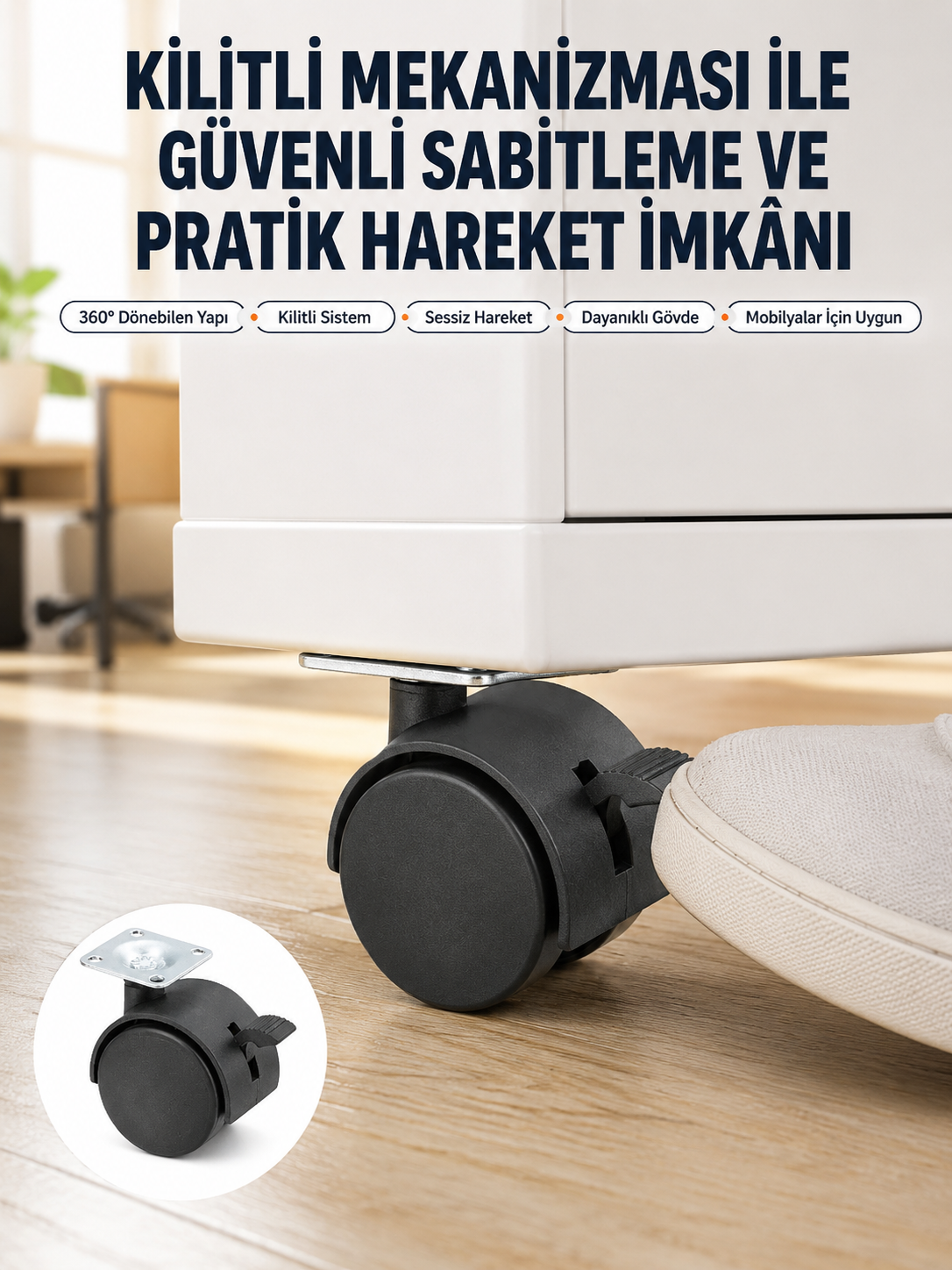 Kilitli Mini Tekerlek Ayak 4 cm 4’lü Set - Lisinya Kilitli Mini Tekerlek Ayak 4 cm 4’lü Set - Lisinya