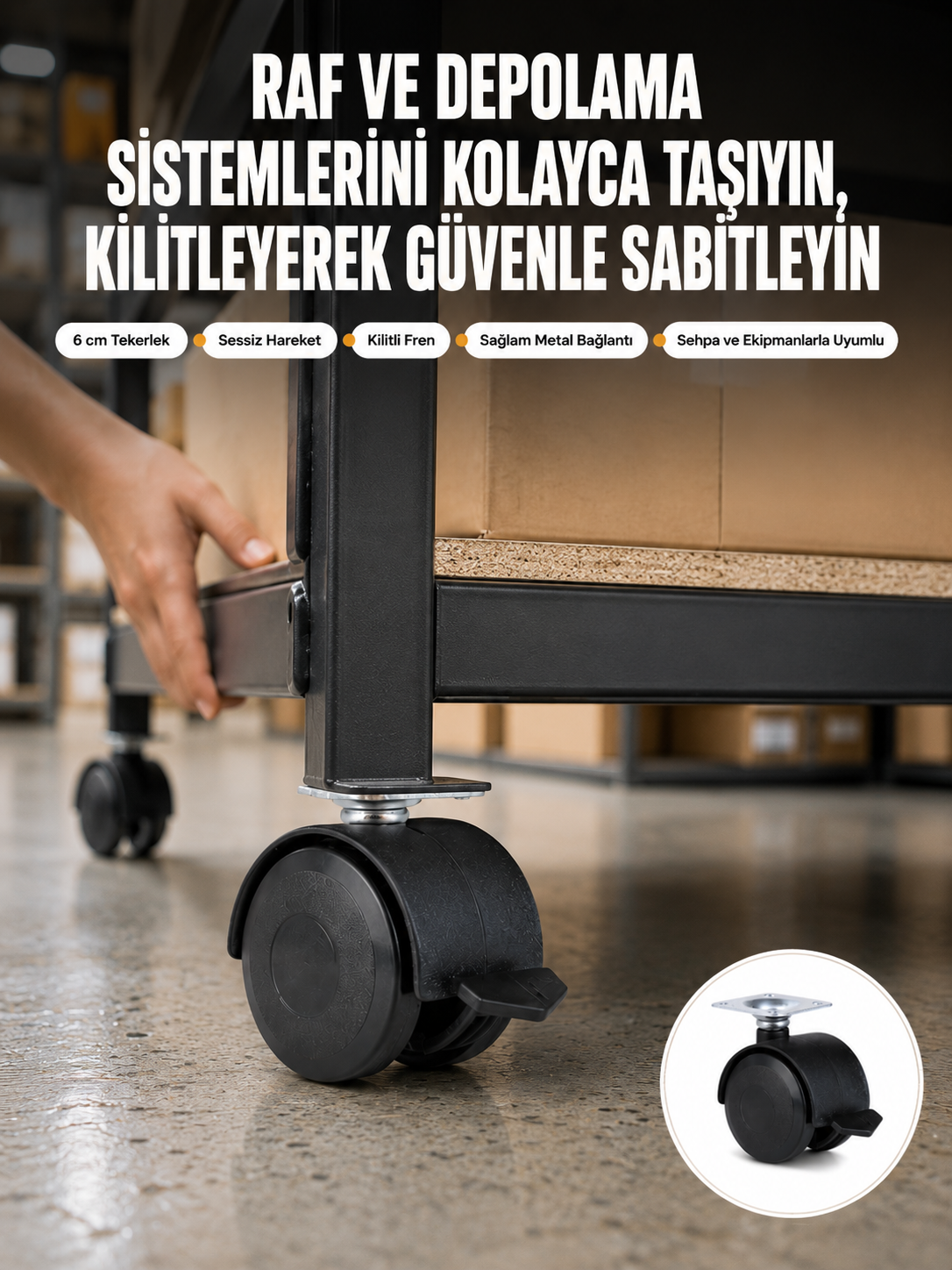 6 cm Kilitli Tekerlek Ayak 4 Adet Sehpa ve Ekipman Uyumlu - Lisinya 6 cm Kilitli Tekerlek Ayak 4 Adet Sehpa ve Ekipman Uyumlu - Lisinya
