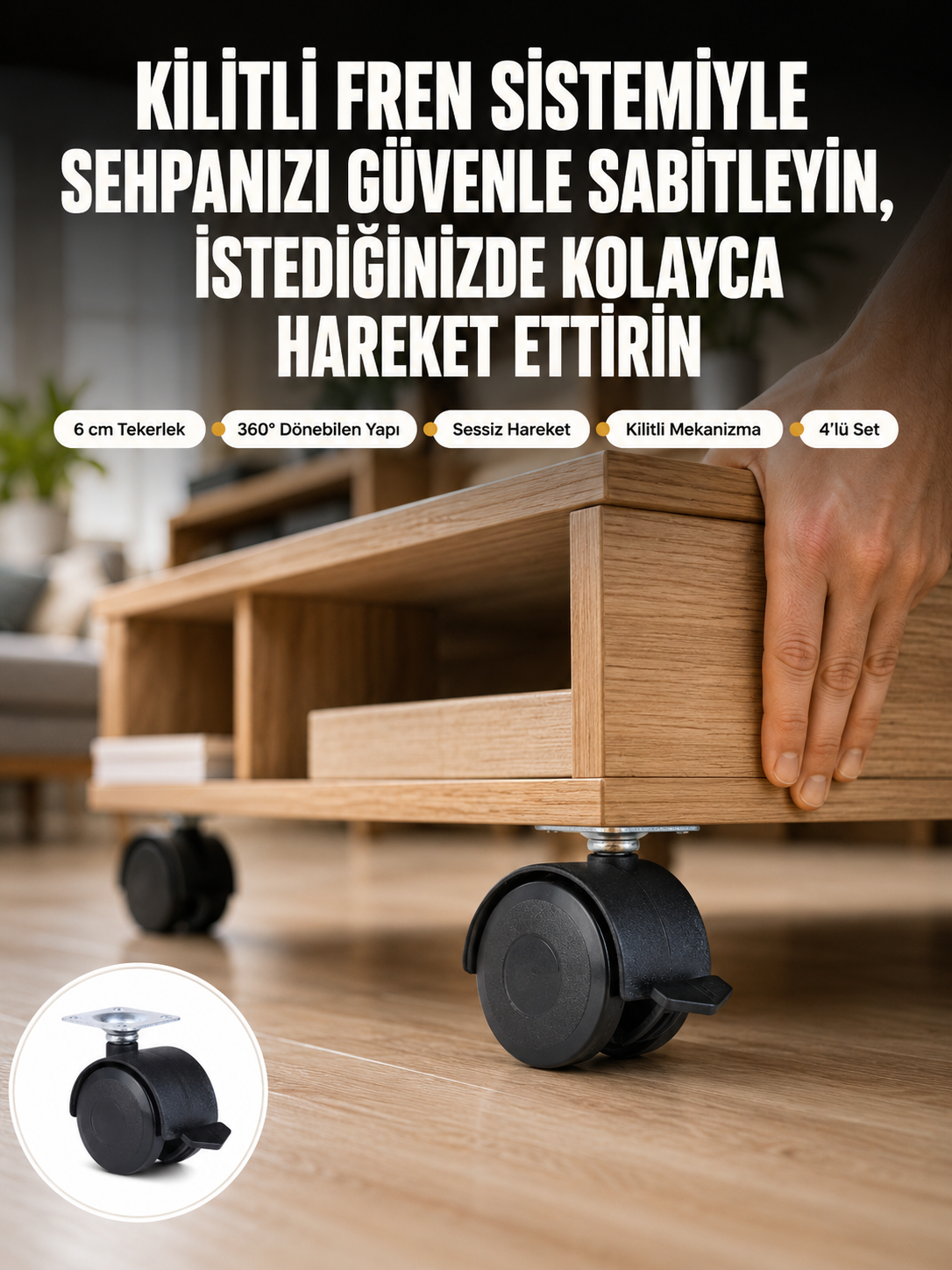 Sehpa ve Restoran Arabası İçin Kilitli Ayak 4’lü - Lisinya Sehpa ve Restoran Arabası İçin Kilitli Ayak 4’lü - Lisinya