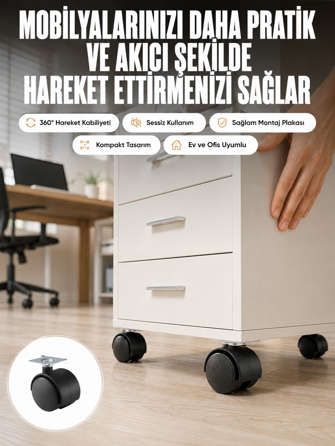 Kilitsiz 4 cm Tekerlek Ayak 4’lü Set Sessiz ve Dayanıklı - Lisinya Kilitsiz 4 cm Tekerlek Ayak 4’lü Set Sessiz ve Dayanıklı - Lisinya