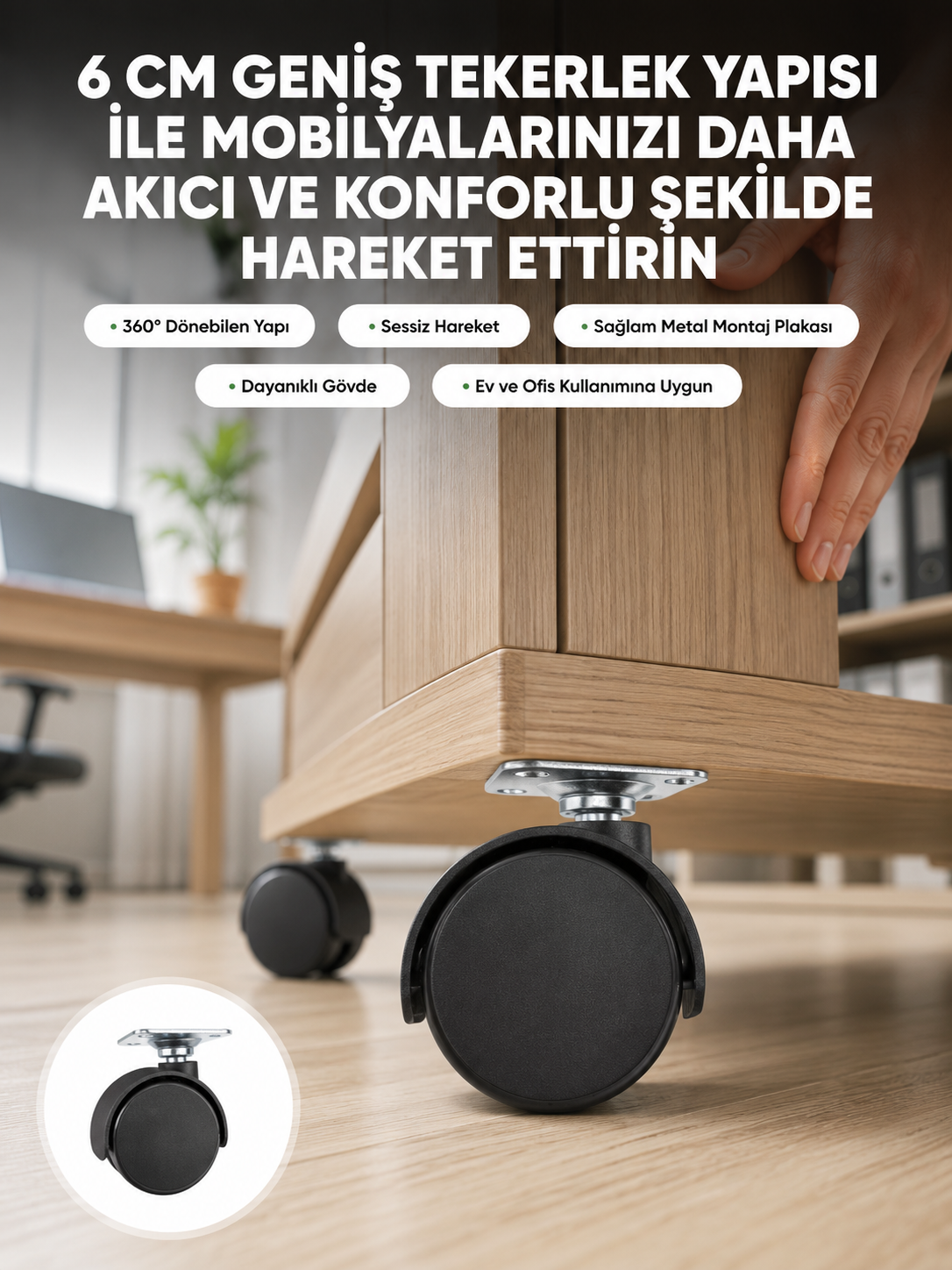 Kilitsiz 6 cm Tekerlek Ayak Tek Adet - Lisinya Kilitsiz 6 cm Tekerlek Ayak Tek Adet - Lisinya