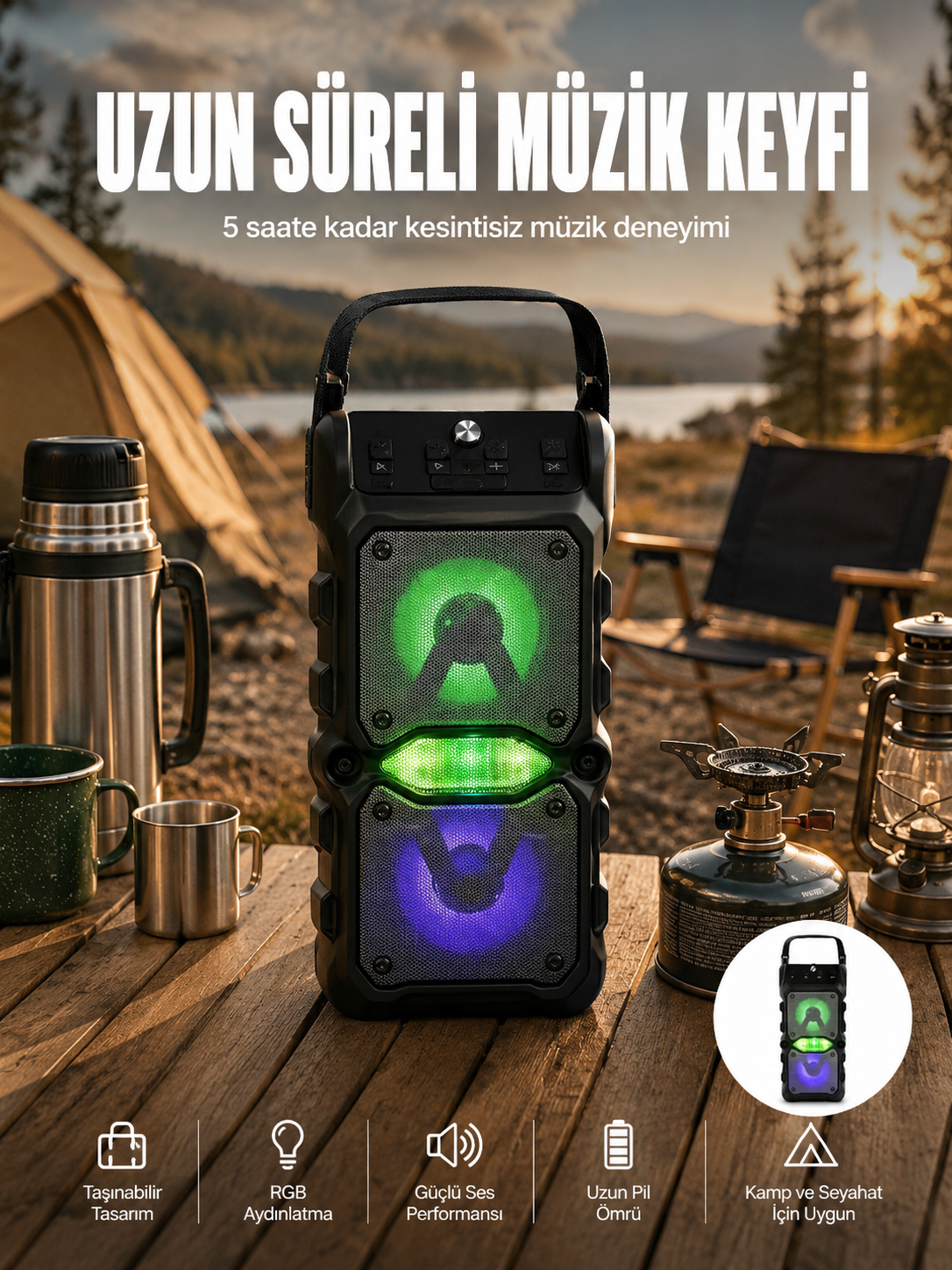 Taşınabilir Kablosuz Bluetooth Hoparlör Uzun Pil Ömrü Led Işıklı Yeni Nesil - Lisinya Taşınabilir Kablosuz Bluetooth Hoparlör Uzun Pil Ömrü Led Işıklı Yeni Nesil - Lisinya