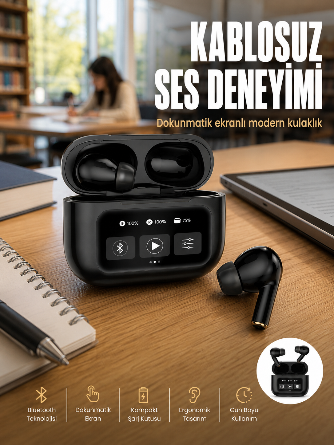 2.Nesil Pro Ekranlı Sesli Görüşme Yapabilen Kablosuz Bluetooth Kulaklık Yeni Nesil - Lisinya 2.Nesil Pro Ekranlı Sesli Görüşme Yapabilen Kablosuz Bluetooth Kulaklık Yeni Nesil - Lisinya