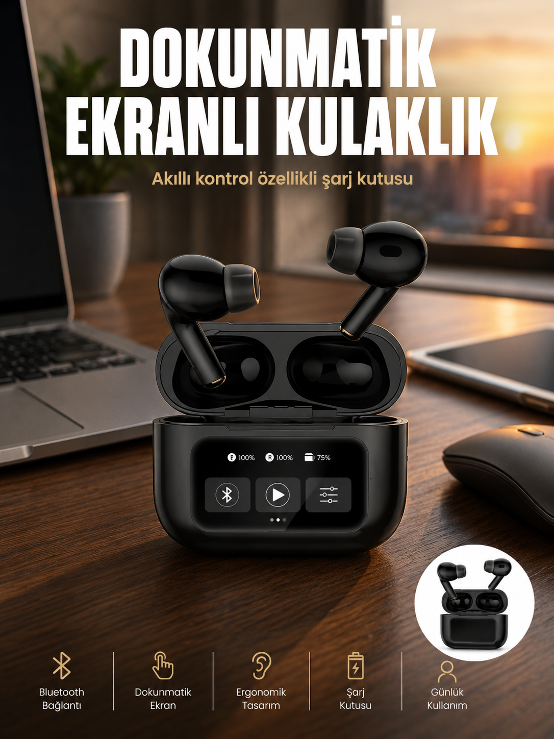 Yeni Nesil Pro Ekranlı Bluetooth Kulaklık 5.0 Bluetooth Yeni Nesil - Lisinya