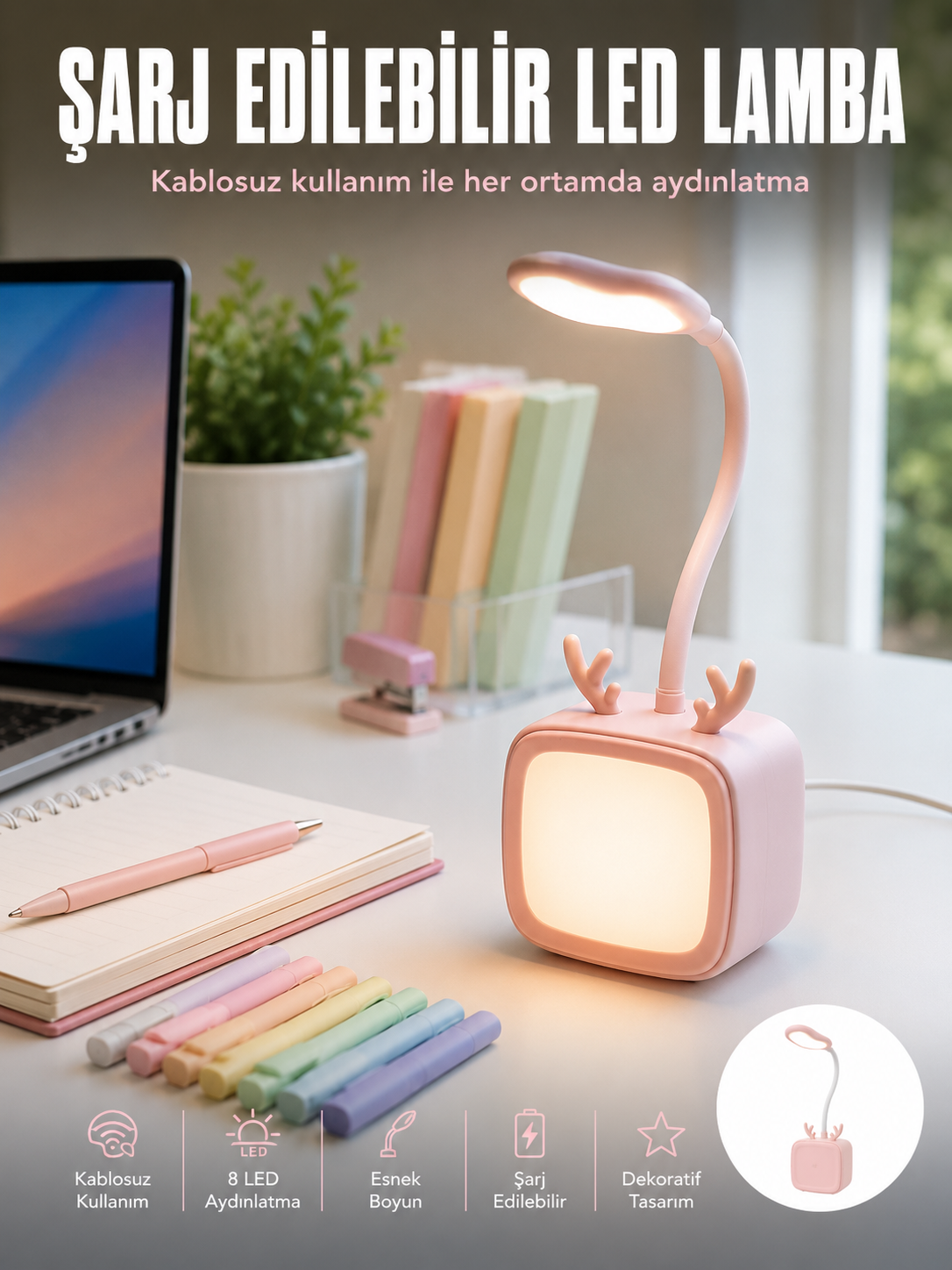 Esnek Gövdeli LED Masa Lambası Taşınabilir Gece Aydınlatması - Lisinya Esnek Gövdeli LED Masa Lambası Taşınabilir Gece Aydınlatması - Lisinya