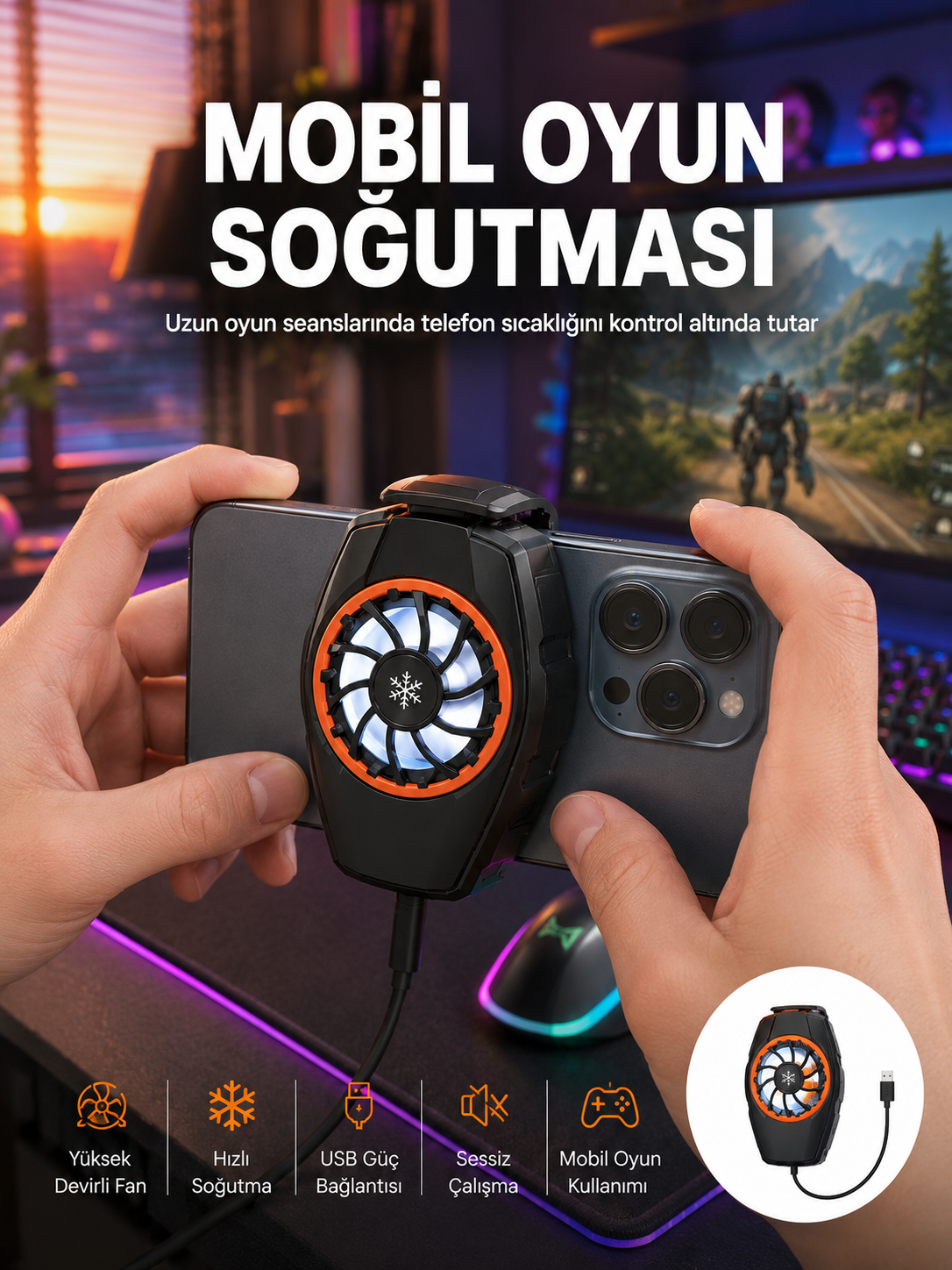 Telefon Soğutucu Cep Telefon Soğutma Fanı Radyatör - Lisinya Telefon Soğutucu Cep Telefon Soğutma Fanı Radyatör - Lisinya