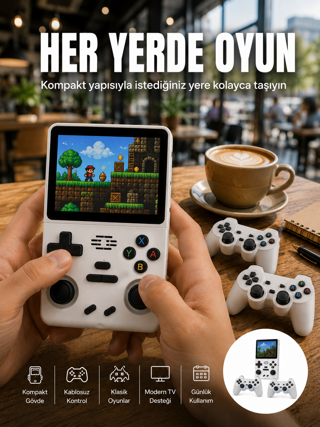 Geniş Ekranlı Taşınabilir Retro Oyun Konsolu Yeni Nesil - Lisinya