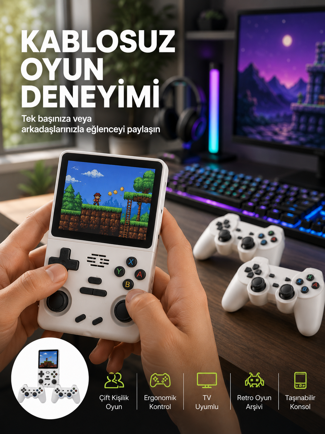 HDMI Destekli Kablosuz Oyun Konsolu 10.000 Oyun Yeni Nesil - Lisinya