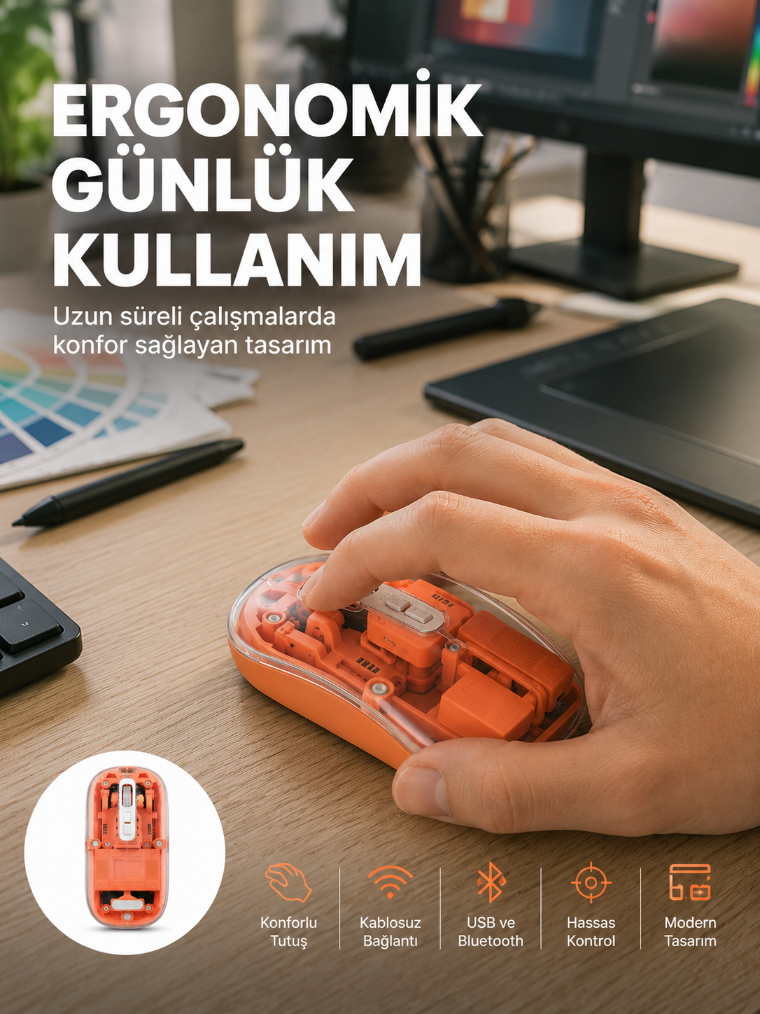 Şeffaf Kablosuz Mouse Bluetooth Bağlantılı Sessiz Tıklama Yeni Nesil - Lisinya Şeffaf Kablosuz Mouse Bluetooth Bağlantılı Sessiz Tıklama Yeni Nesil - Lisinya