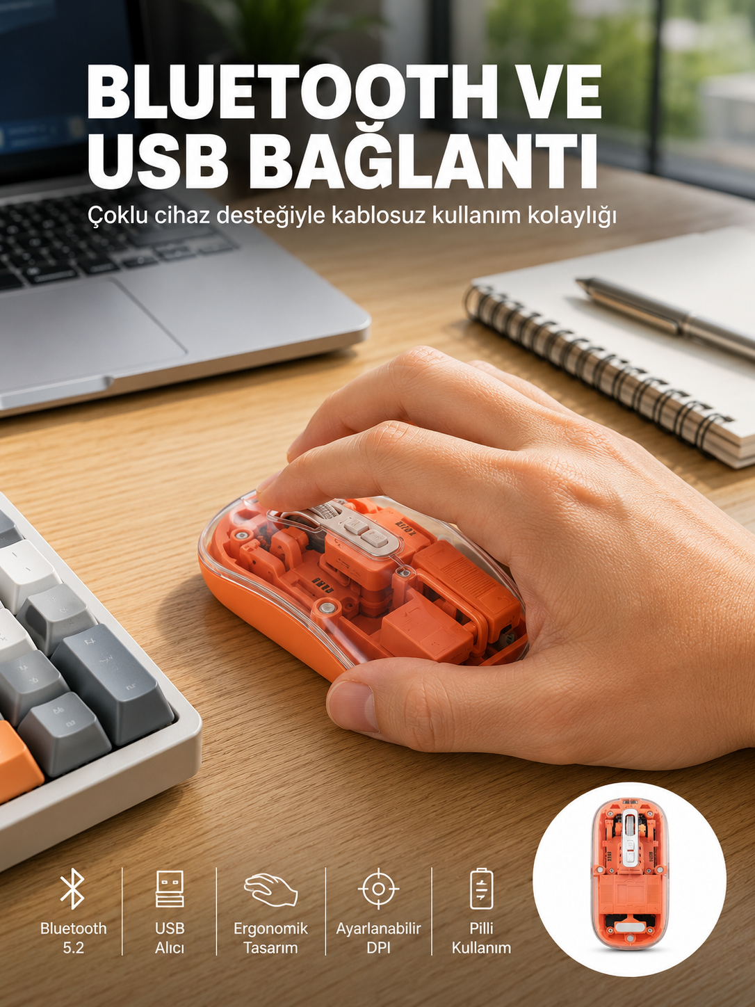 Kablosuz Bluetooth Mouse Şık ve Sessiz Ofis Tasarımı Yeni Nesil - Lisinya Kablosuz Bluetooth Mouse Şık ve Sessiz Ofis Tasarımı Yeni Nesil - Lisinya