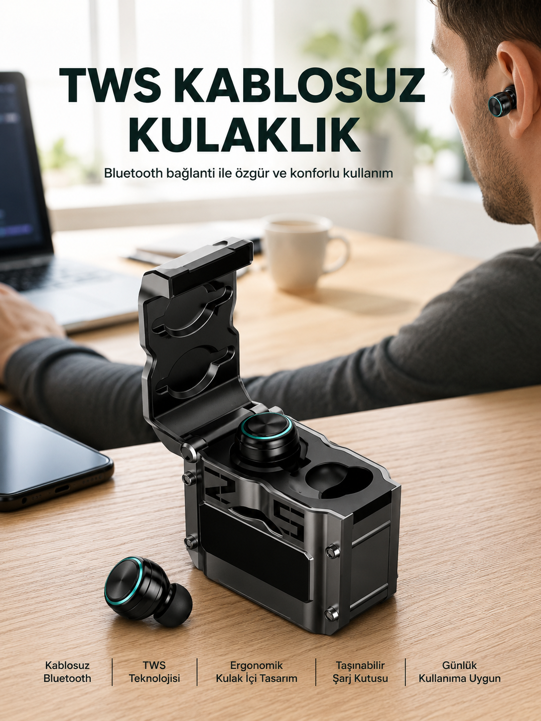 Ergonomik Tasarımlı Bluetooth Kulaklık | Suya Dayanıklı | Dokunmatik Kontrollü Yeni Nesil - Lisinya Ergonomik Tasarımlı Bluetooth Kulaklık | Suya Dayanıklı | Dokunmatik Kontrollü Yeni Nesil - Lisinya