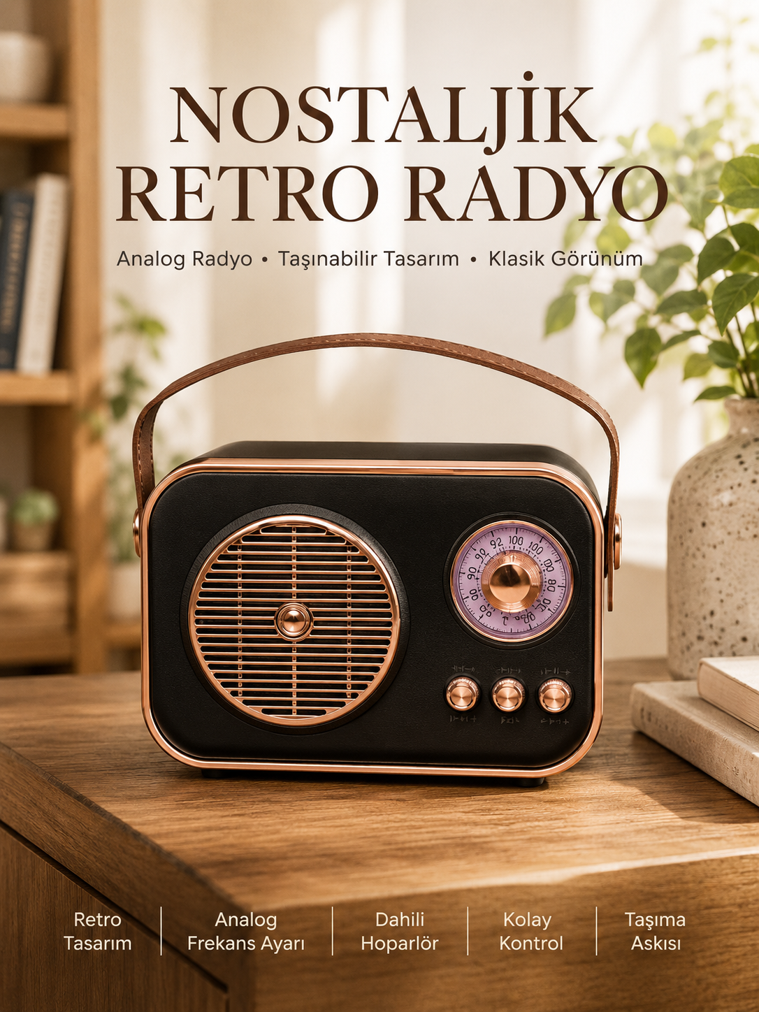 Retro Tarz Kablosuz Radyo – Bluetooth, USB ve TF Kart Girişli - Lisinya