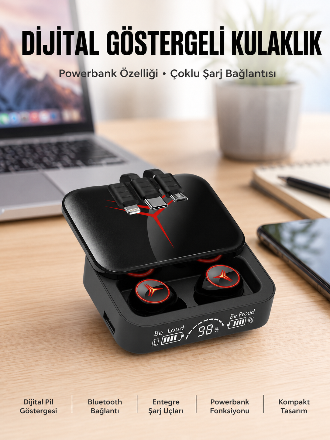 Kablosuz Şarj Göstergeli Powerbank Özellikli Bluetooth Kulaklık Çağrı Cevaplayabilen Yeni Nesil - Lisinya Kablosuz Şarj Göstergeli Powerbank Özellikli Bluetooth Kulaklık Çağrı Cevaplayabilen Yeni Nesil - Lisinya