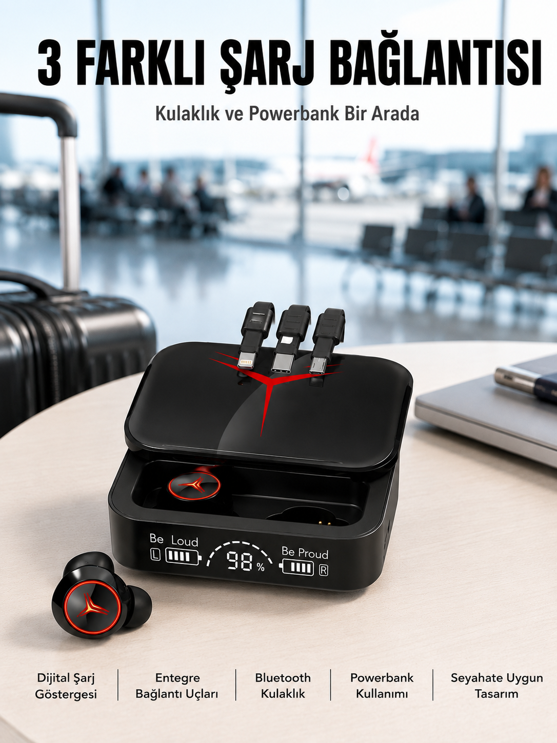 Tws Powerbank Kutulu Dijital Göstergeli Bluetooth Kulaklık Kablosuz Kulakiçi Kulaklık Yeni Nesil - Lisinya