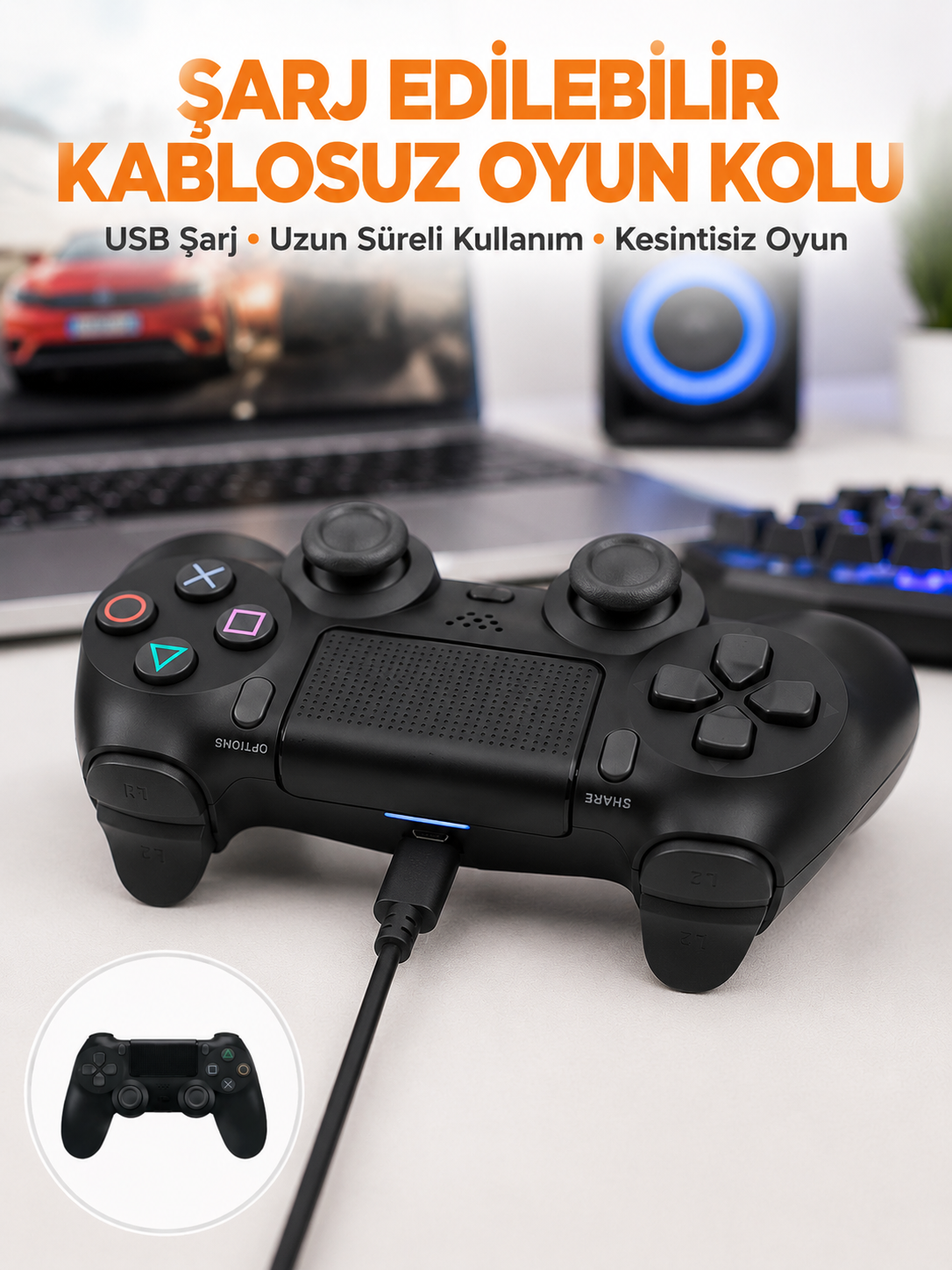 PS4 Uyumlu Kablosuz Oyun Kolu – Titreşimli, Şarjlı ve Ergonomik Yeni Nesil - Lisinya PS4 Uyumlu Kablosuz Oyun Kolu – Titreşimli, Şarjlı ve Ergonomik Yeni Nesil - Lisinya