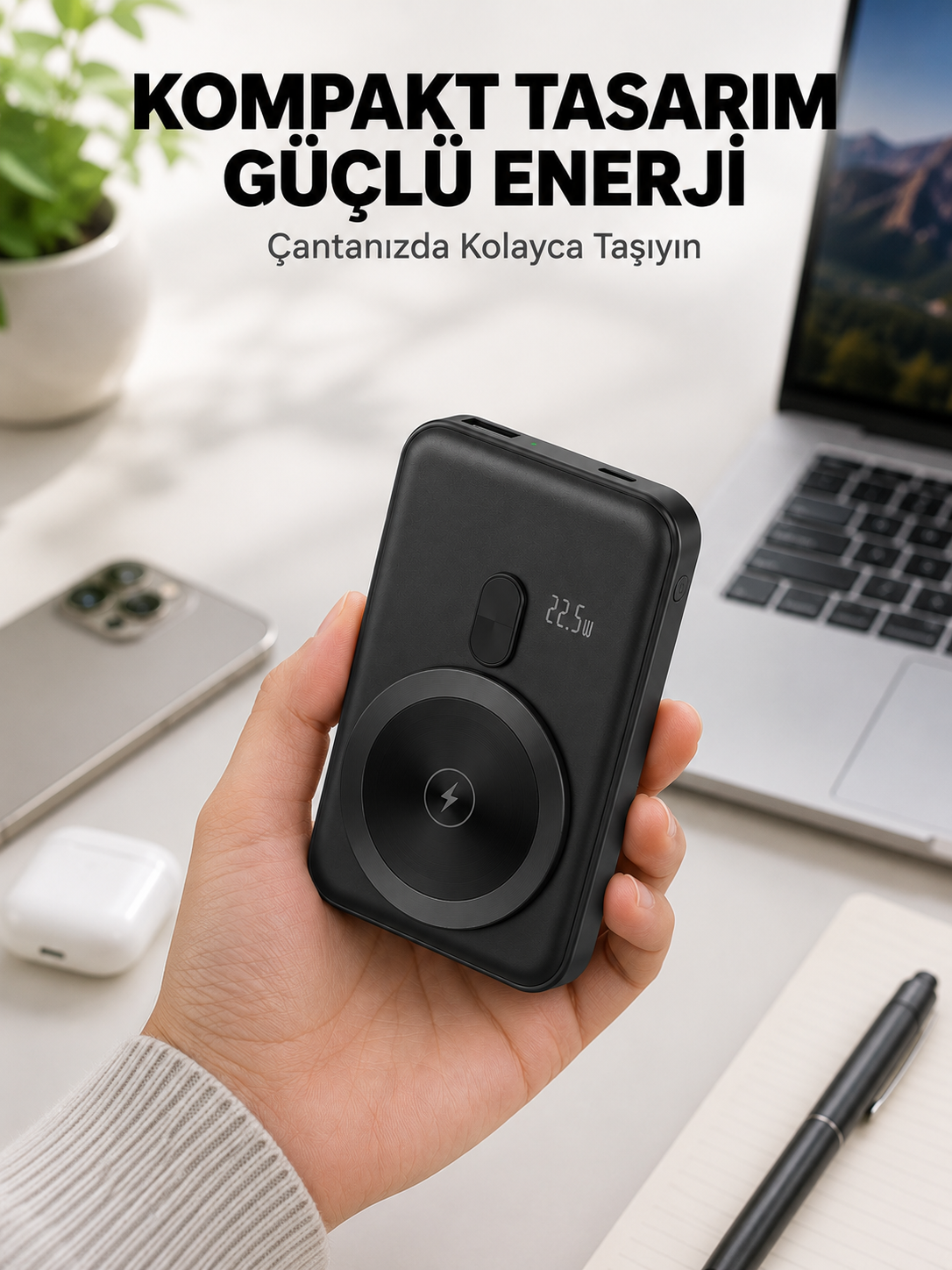 Manyetik Kablosuz Powerbank 22.5W Hızlı Şarj LCD Göstergeli Yeni Nesil - Lisinya Manyetik Kablosuz Powerbank 22.5W Hızlı Şarj LCD Göstergeli Yeni Nesil - Lisinya
