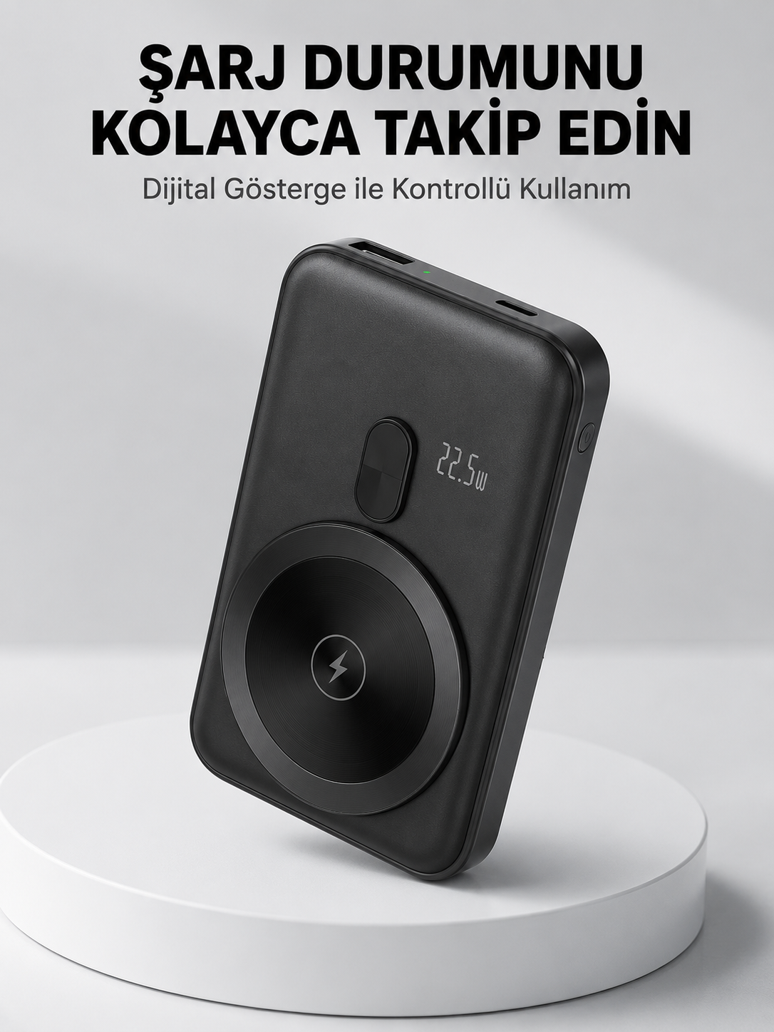 LCD Ekranlı Kablosuz Powerbank Type C ve USB Çıkışlı Yeni Nesil - Lisinya