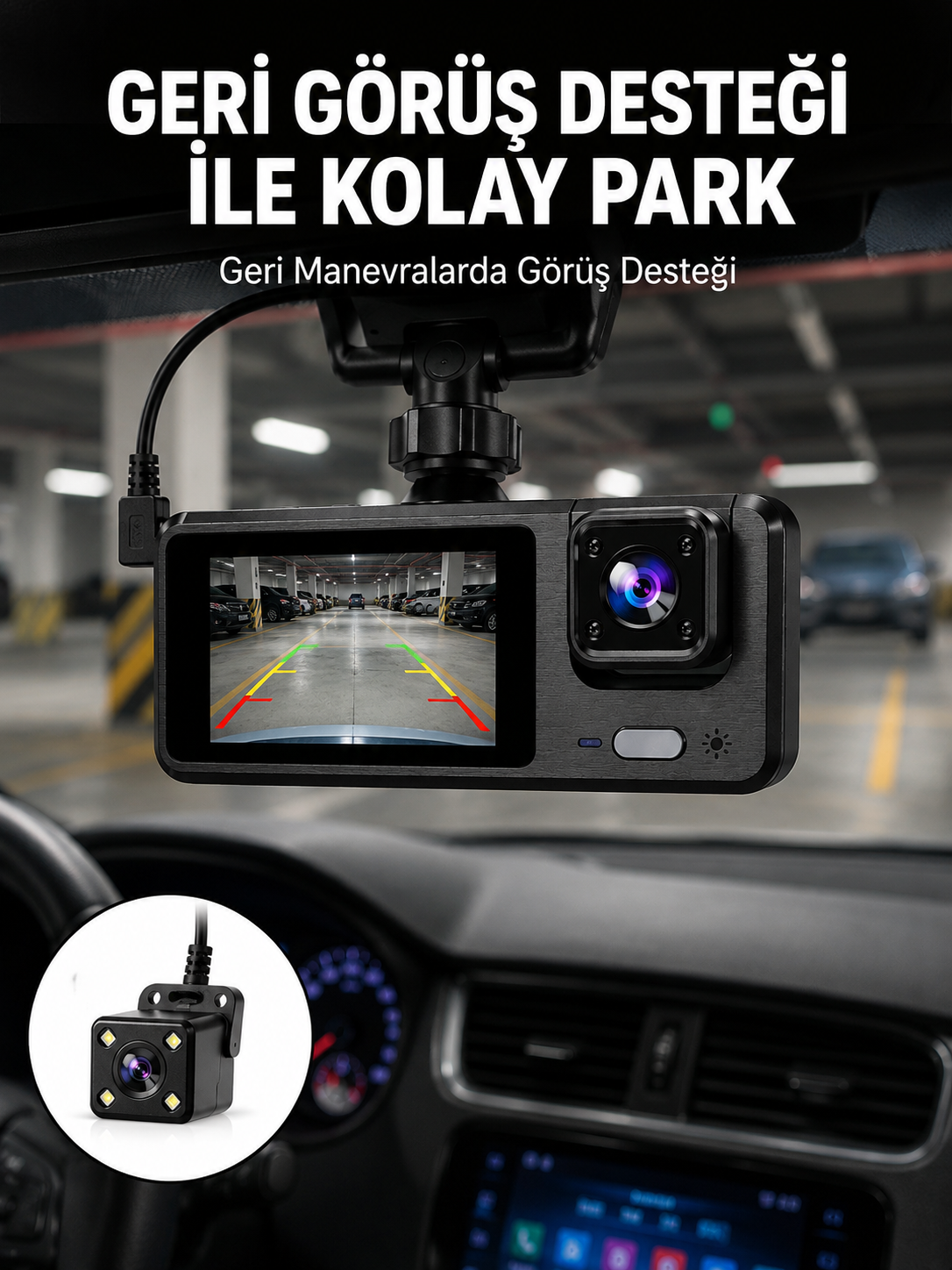 1080P 3 Kameralı Araç DVR – Döngü Kayıt ve Geri Görüş Özellikli Yeni Nesil - Lisinya 1080P 3 Kameralı Araç DVR – Döngü Kayıt ve Geri Görüş Özellikli Yeni Nesil - Lisinya