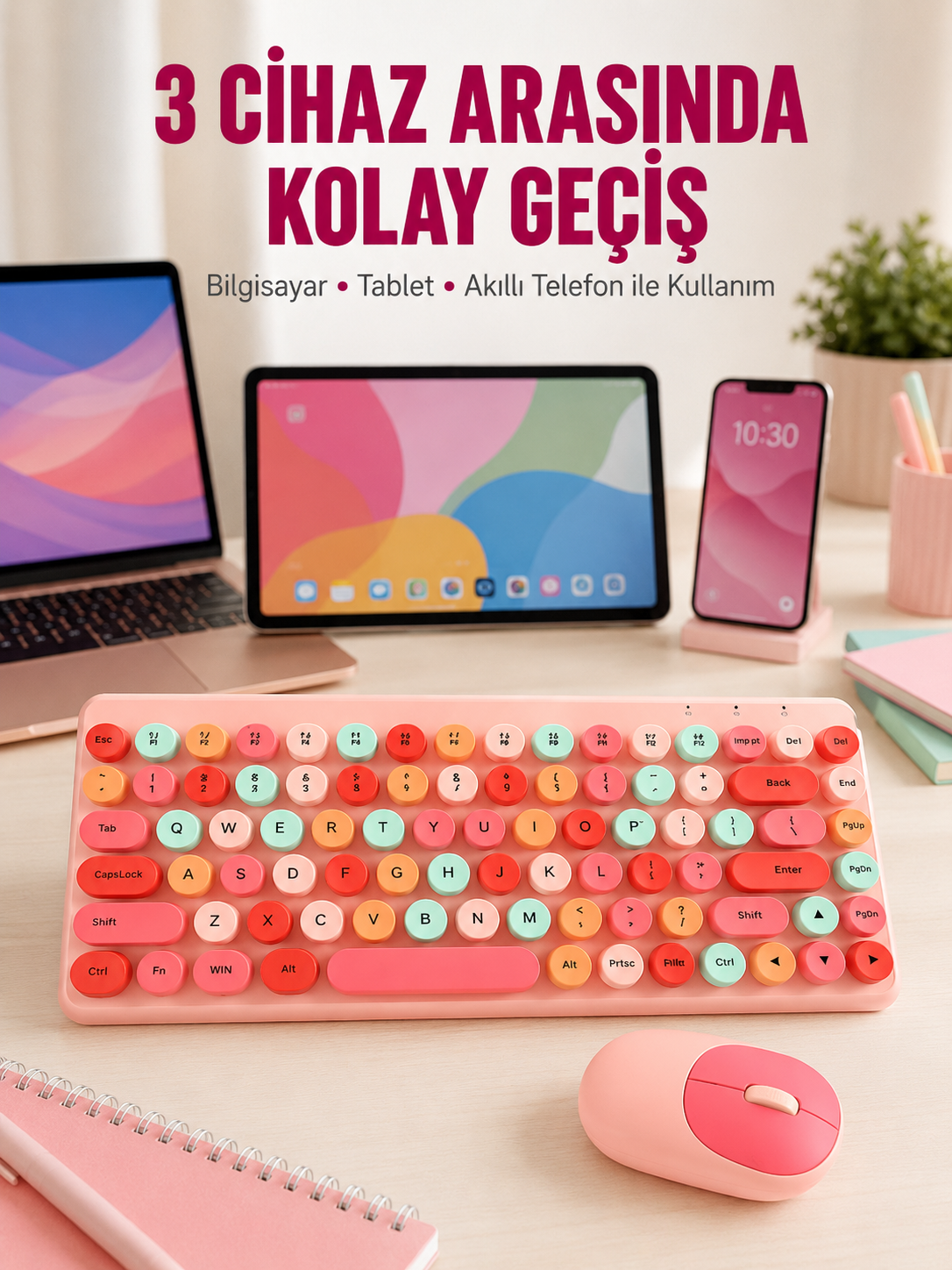 Bluetooth Klavye ve Mouse Kombinasyonu – USB Alıcılı, Kompakt, Uzun Ömürlü Yeni Nesil - Lisinya