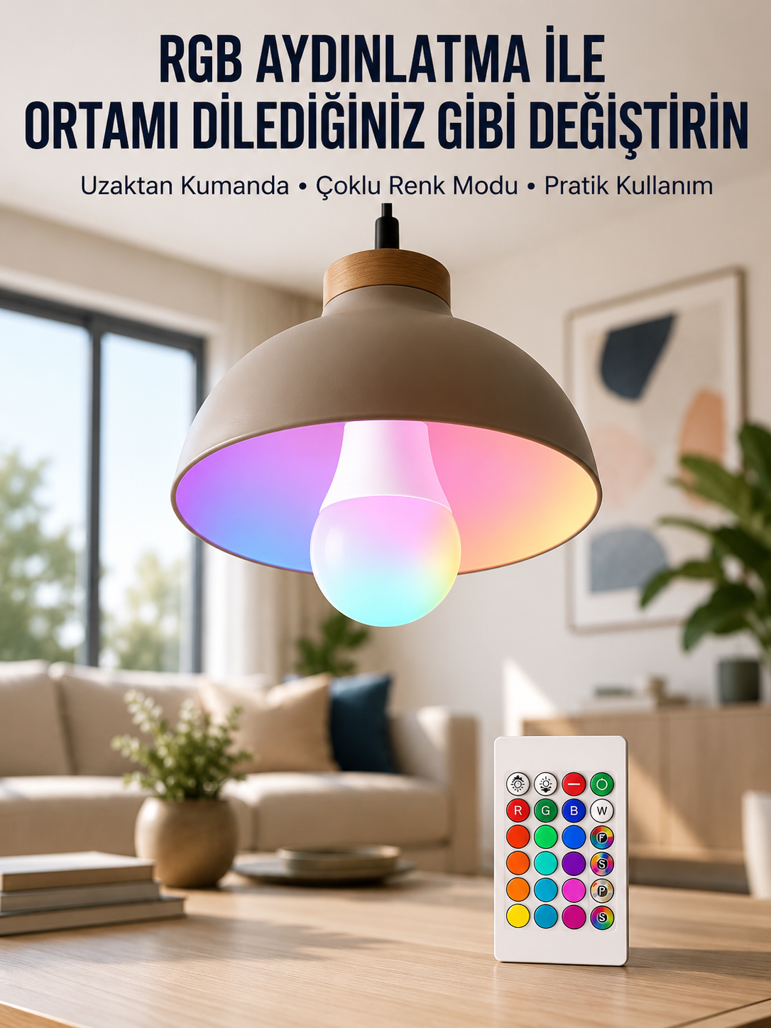 Ambiyans Aydınlatma RGB Led Lamba Kumandalı Renk Değiştirebilen - Lisinya Ambiyans Aydınlatma RGB Led Lamba Kumandalı Renk Değiştirebilen - Lisinya