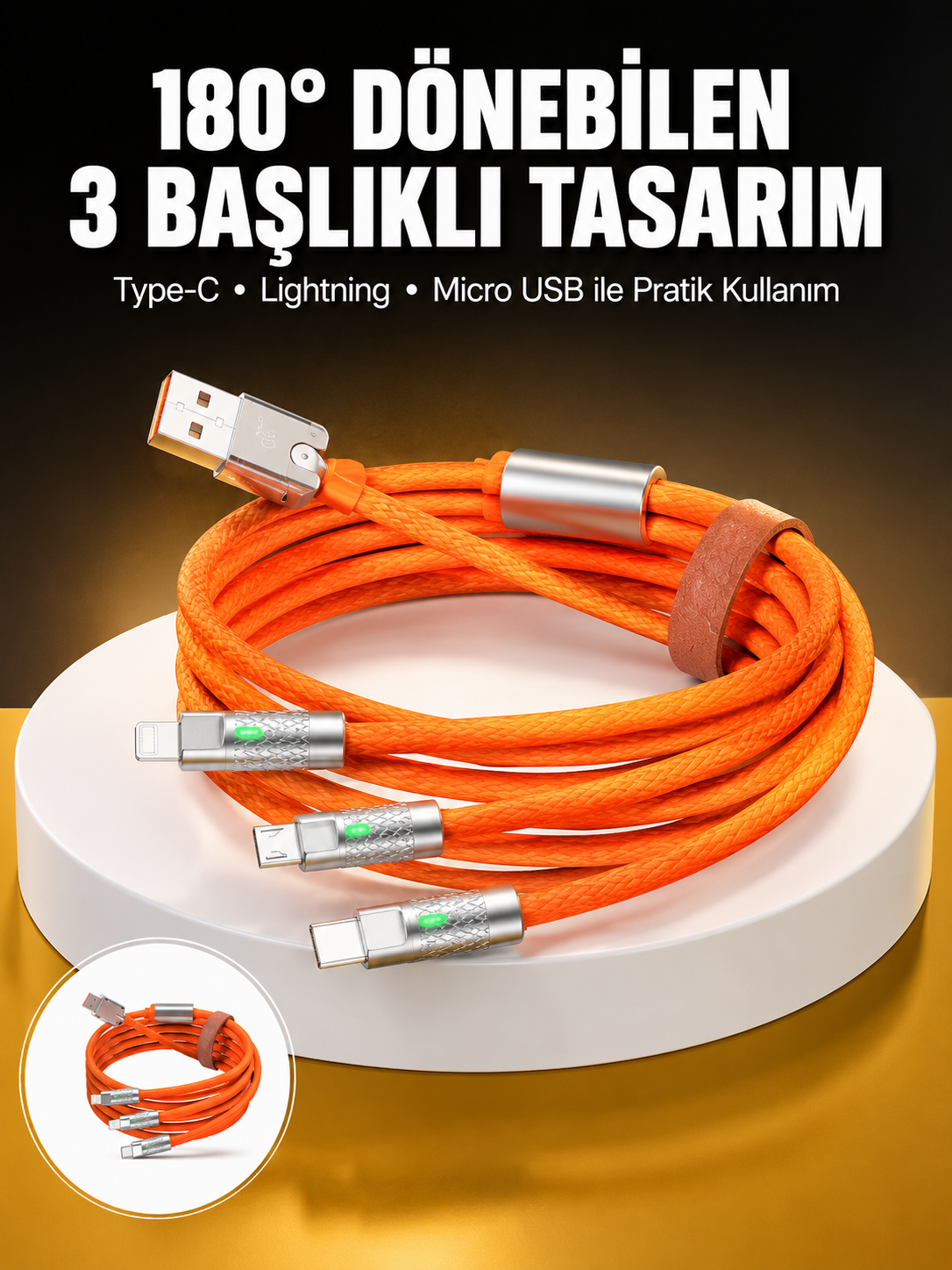 120W 3 İn 1 Uyumlu Silikon Şarj Kablosu Hızlı Şarj Kablosu - Lisinya 120W 3 İn 1 Uyumlu Silikon Şarj Kablosu Hızlı Şarj Kablosu - Lisinya