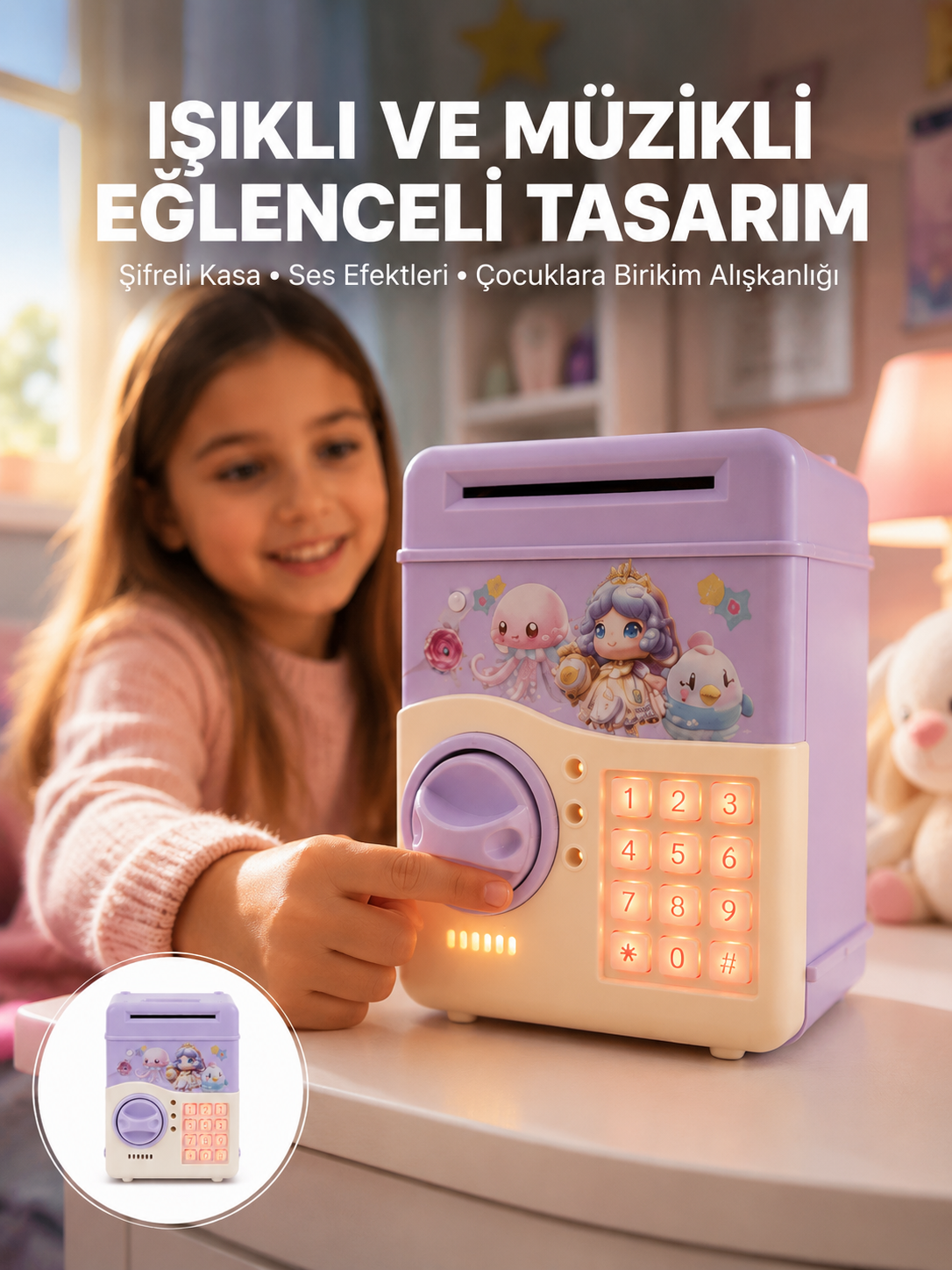 Mor Otomatik Para Girişli Elektronik Şifreli Kumbara - Lisinya Mor Otomatik Para Girişli Elektronik Şifreli Kumbara - Lisinya