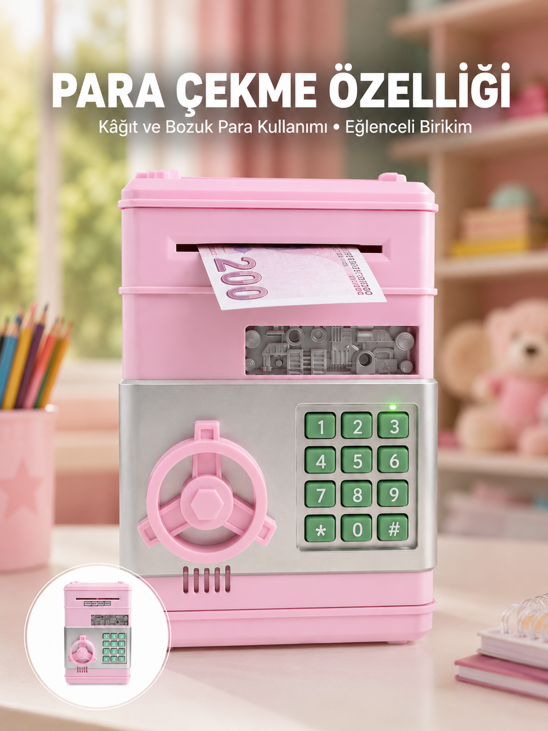Şifreli Elektronik Para Biriktirme Kumbarası Büyük Kapasiteli - Lisinya Şifreli Elektronik Para Biriktirme Kumbarası Büyük Kapasiteli - Lisinya