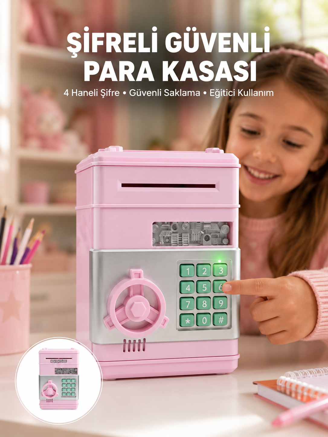 Şifreli Elektronik Para Biriktirme Kumbarası Büyük Kapasiteli - Lisinya Şifreli Elektronik Para Biriktirme Kumbarası Büyük Kapasiteli - Lisinya