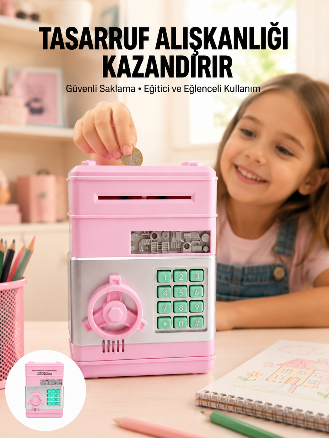 Büyük Hazneli Şifreli Para Tasarruf Kumbarası - Lisinya Büyük Hazneli Şifreli Para Tasarruf Kumbarası - Lisinya