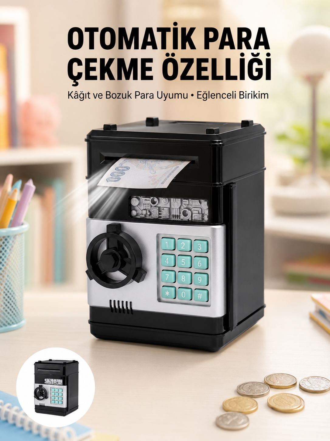 Para Kasası Görünümlü Elektronik Şifreli Kumbara - Lisinya Para Kasası Görünümlü Elektronik Şifreli Kumbara - Lisinya