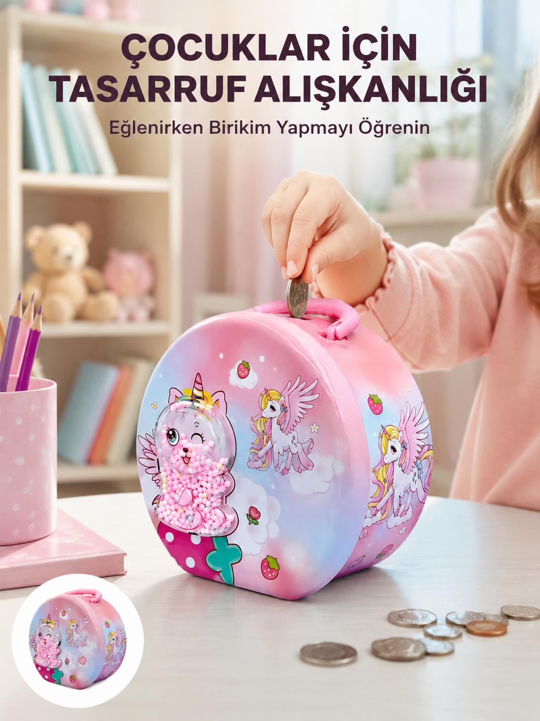 Mini Çocuk Para Kasası Güvenli Kilitli Birikim Kutusu - Lisinya Mini Çocuk Para Kasası Güvenli Kilitli Birikim Kutusu - Lisinya