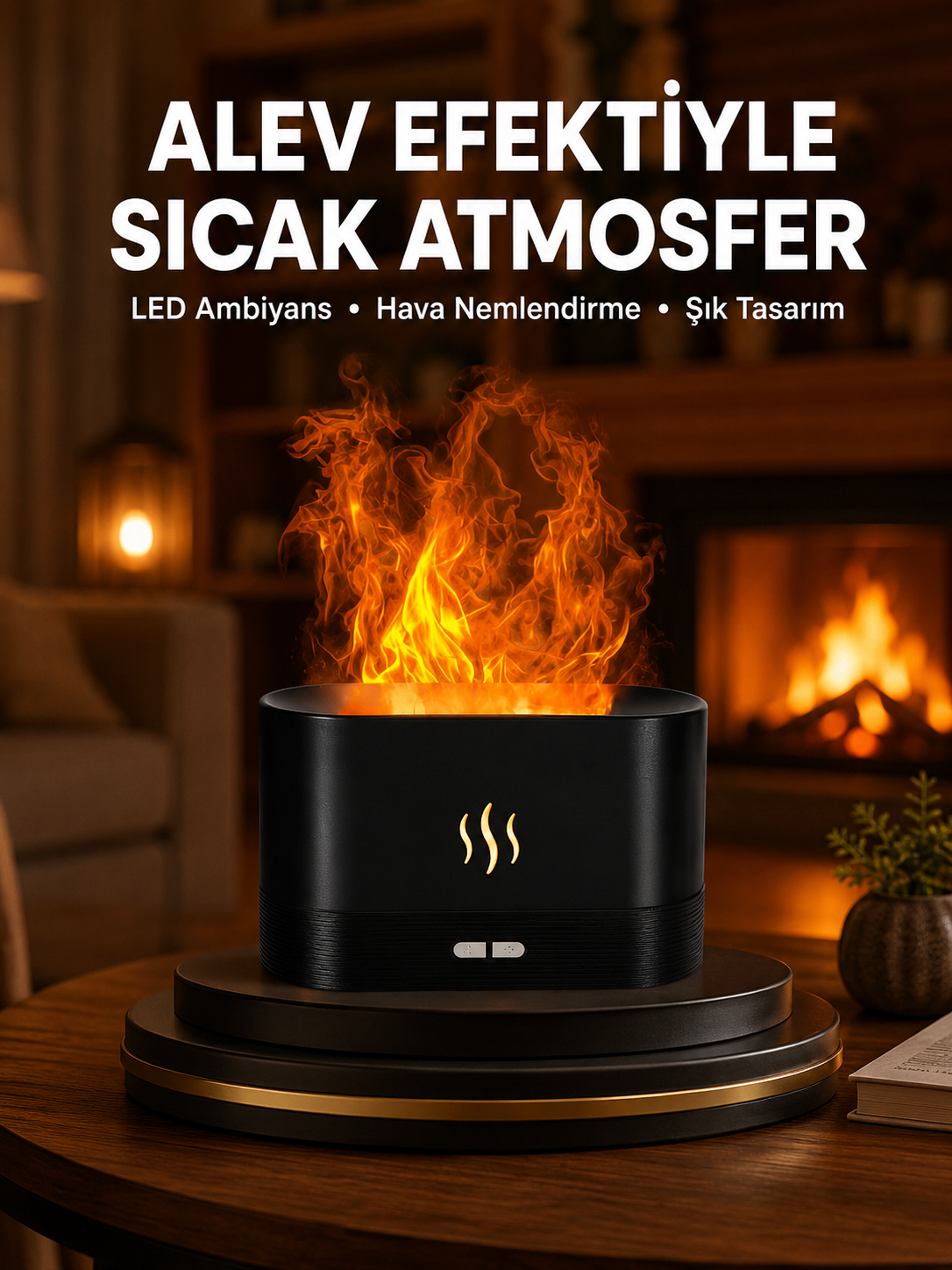 Modern Tasarımlı Alev Efektli LED Aromaterapi Hava Nemlendirici Yeni Nesil - Lisinya Modern Tasarımlı Alev Efektli LED Aromaterapi Hava Nemlendirici Yeni Nesil - Lisinya