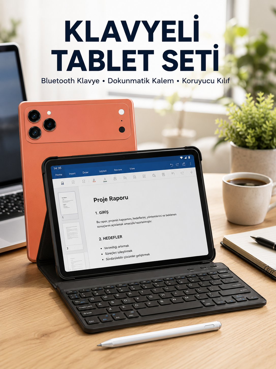 Klavyeli Tablet PC Kalem Kılıf ve Ekran Koruyucu Hediyeli Android Set - Lisinya