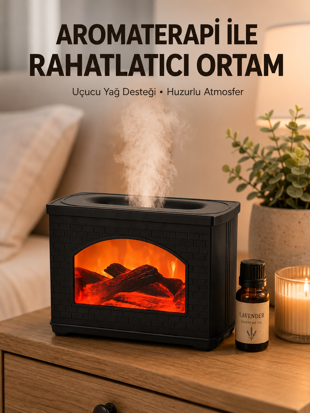 Aromaterapi Uyumlu Ultrasonik Oda Nemlendirici Ayarlanabilir Sis Çıkışlı - Lisinya Aromaterapi Uyumlu Ultrasonik Oda Nemlendirici Ayarlanabilir Sis Çıkışlı - Lisinya