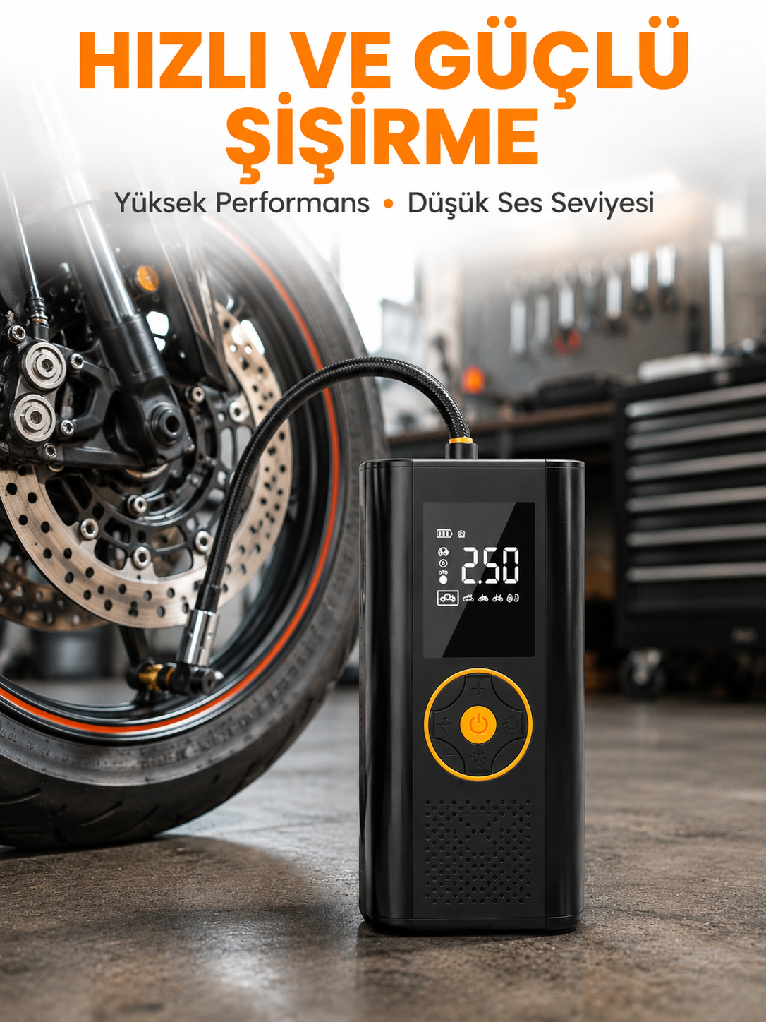 Taşınabilir Dijital Lastik Şişirme Cihazı Güvenli ve Pratik Kullanım Yeni Nesil - Lisinya