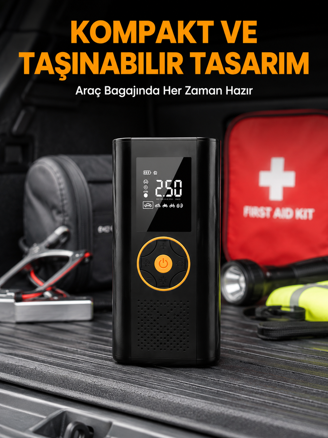 Dijital Göstergeli Taşınabilir Hava Kompresörü Güçlü Şişirme Performansı Yeni Nesil - Lisinya