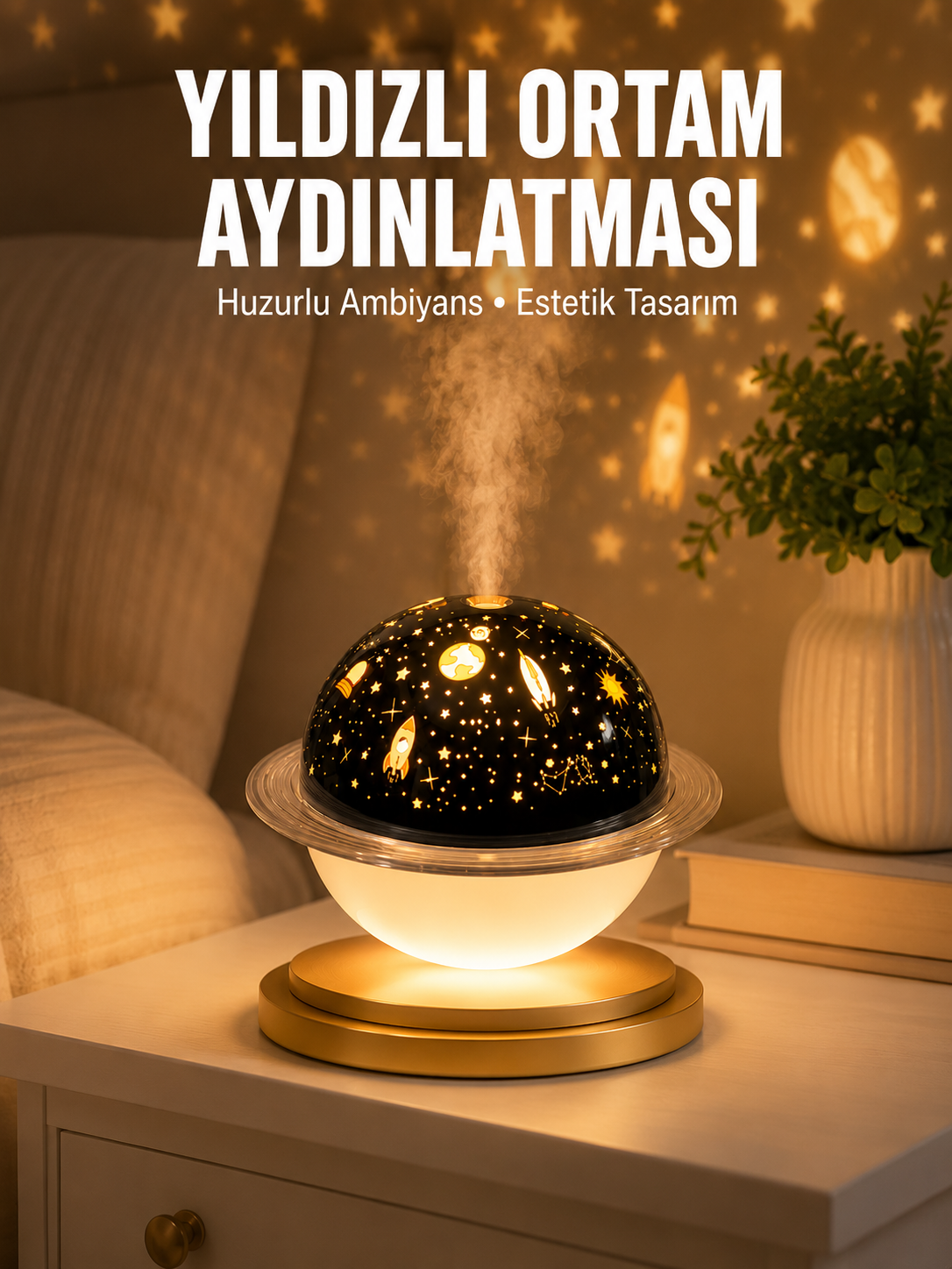 Hava Nemlendirici Led Işıklı Gece Lambası Yıldız Görünümlü Renk Değiştiren - Lisinya Hava Nemlendirici Led Işıklı Gece Lambası Yıldız Görünümlü Renk Değiştiren - Lisinya