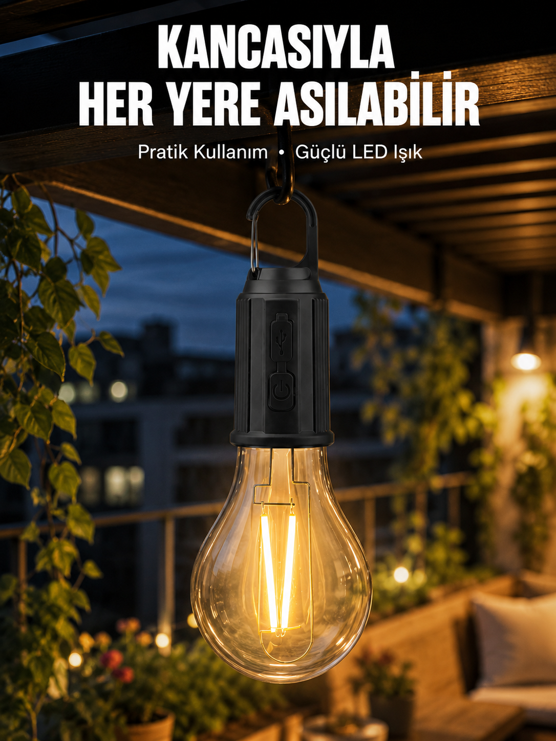 Taşınabilir Şarjlı Led Ampul Askılı Lamba Kamp Bahçe Lambası - Lisinya Taşınabilir Şarjlı Led Ampul Askılı Lamba Kamp Bahçe Lambası - Lisinya
