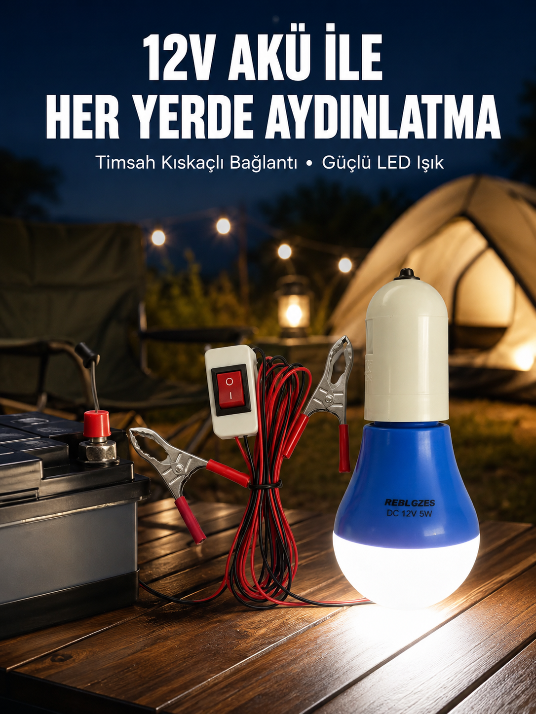 12V LED Ampul Timsah Kıskaçlı Taşınabilir Aydınlatma - Lisinya 12V LED Ampul Timsah Kıskaçlı Taşınabilir Aydınlatma - Lisinya