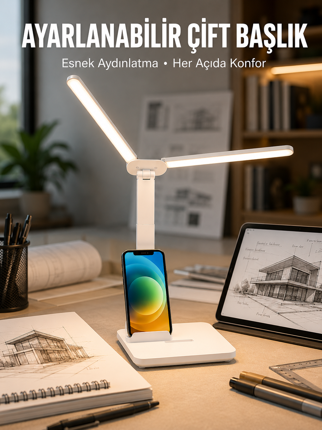 Ayarlanabilir Kısılabilir LED Masa Lambası | Entegre Kalemlik ve Telefon Tutucu Özellikli Yeni Nesil - Lisinya Ayarlanabilir Kısılabilir LED Masa Lambası | Entegre Kalemlik ve Telefon Tutucu Özellikli Yeni Nesil - Lisinya
