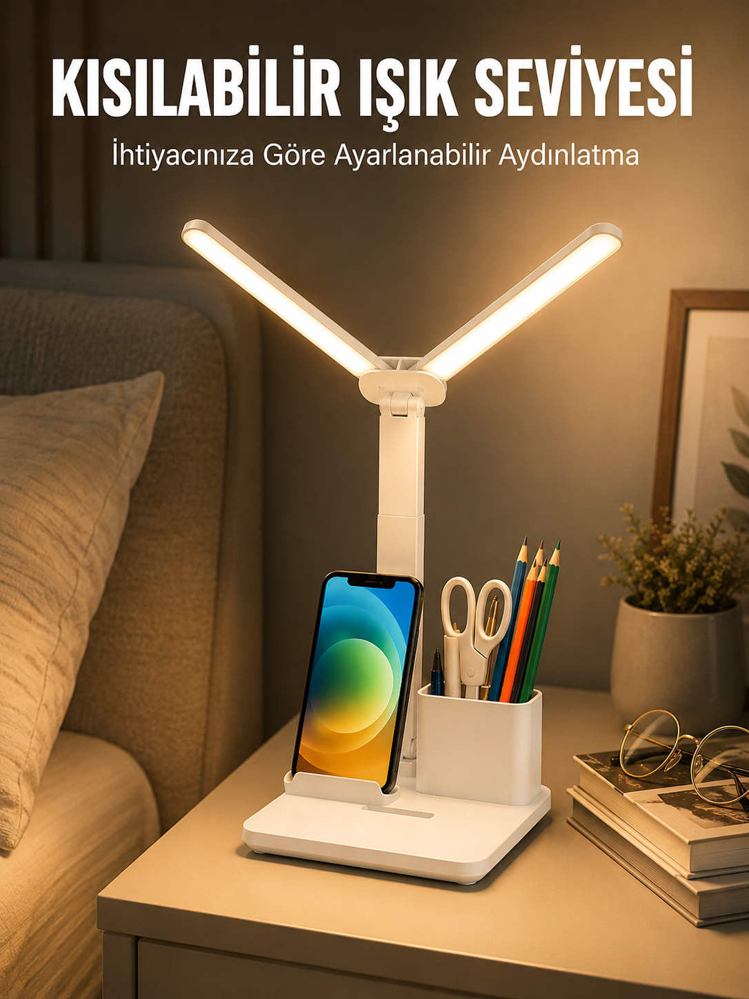 Kısılabilir LED Masa Lambası – Kalemlik, Telefon Standı ve Okuma Işığı Bir Arada Yeni Nesil - Lisinya Kısılabilir LED Masa Lambası – Kalemlik, Telefon Standı ve Okuma Işığı Bir Arada Yeni Nesil - Lisinya