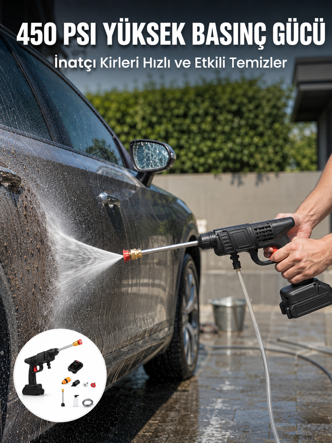 Kablosuz Taşınabilir Basınçlı Yıkama Tabancası Köpük Şişeli - Lisinya