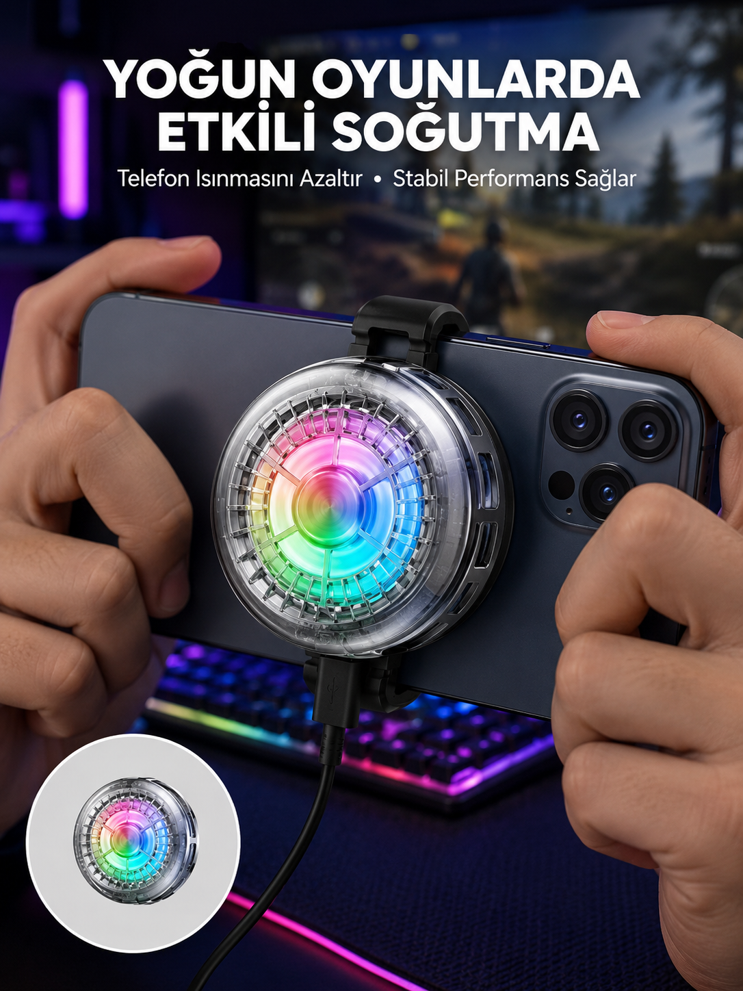 RGB LED Telefon Soğutucu Fan Yüksek Hızlı Soğutma Oyuncu Cooler Yeni Nesil - Lisinya RGB LED Telefon Soğutucu Fan Yüksek Hızlı Soğutma Oyuncu Cooler Yeni Nesil - Lisinya