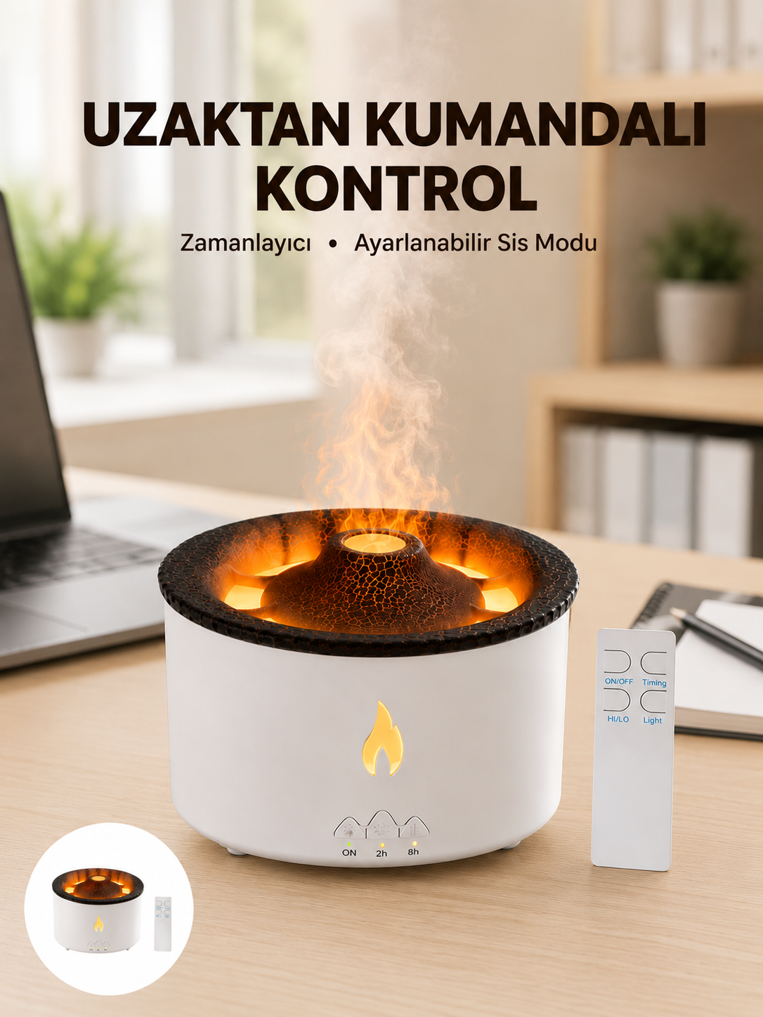 Alev Efektli Buhar Makinesi – Aromaterapi, Nemlendirme ve Işık Modlu Tasarım Yeni Nesil - Lisinya Alev Efektli Buhar Makinesi – Aromaterapi, Nemlendirme ve Işık Modlu Tasarım Yeni Nesil - Lisinya