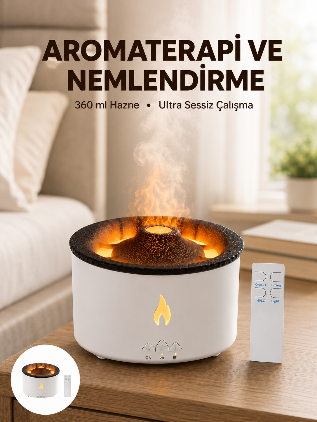 Alev Efektli Aromaterapi Difüzörü – 360 ml Su Hazneli, Sessiz ve Zaman Ayarlı Yeni Nesil - Lisinya Alev Efektli Aromaterapi Difüzörü – 360 ml Su Hazneli, Sessiz ve Zaman Ayarlı Yeni Nesil - Lisinya