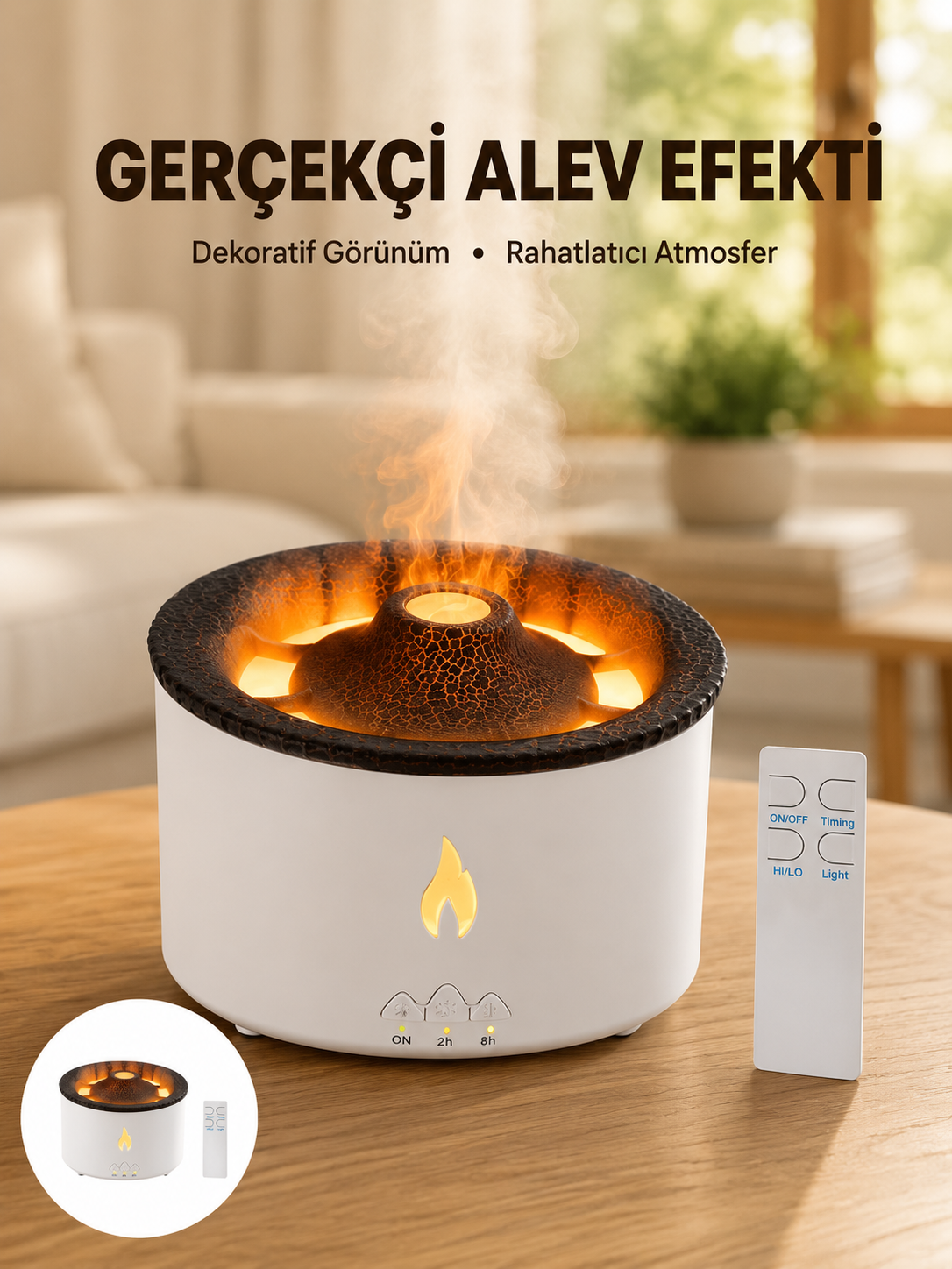3D Alev Efektli Hava Nemlendirici – Uzaktan Kumandalı ve 8 Saat Çalışma Süreli Yeni Nesil - Lisinya 3D Alev Efektli Hava Nemlendirici – Uzaktan Kumandalı ve 8 Saat Çalışma Süreli Yeni Nesil - Lisinya