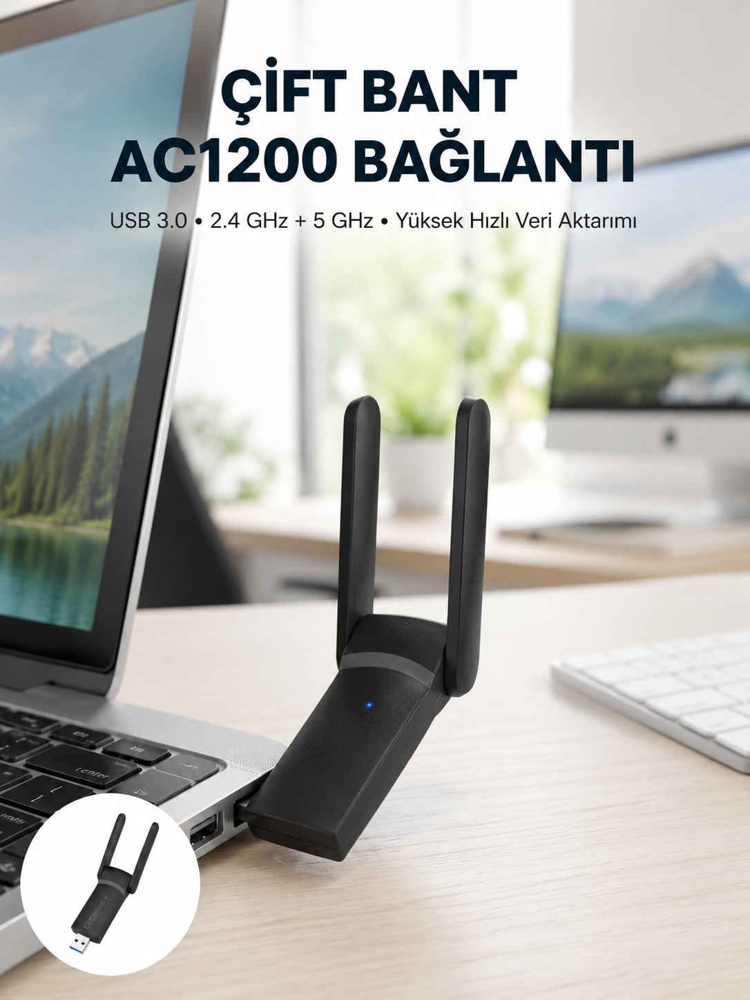 USB WiFi Adaptör – 1200 Mbps Hız - Lisinya USB WiFi Adaptör – 1200 Mbps Hız - Lisinya
