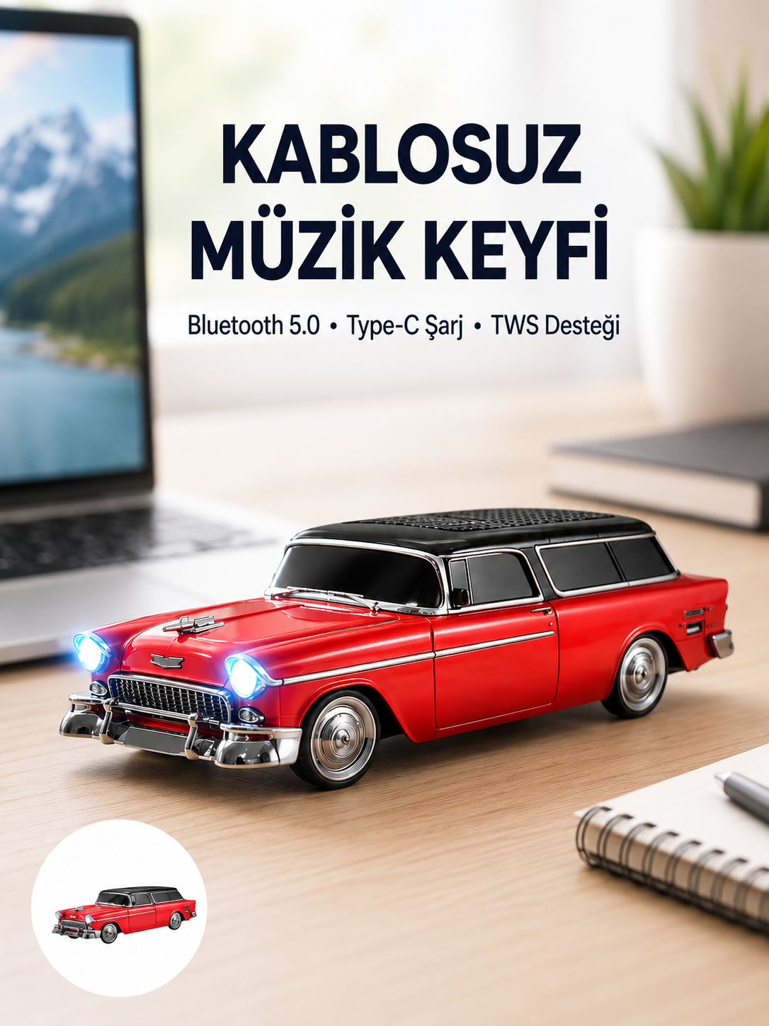 Vintage Tasarımlı LED Işıklı Bluetooth Hoparlör 10W - Lisinya Vintage Tasarımlı LED Işıklı Bluetooth Hoparlör 10W - Lisinya