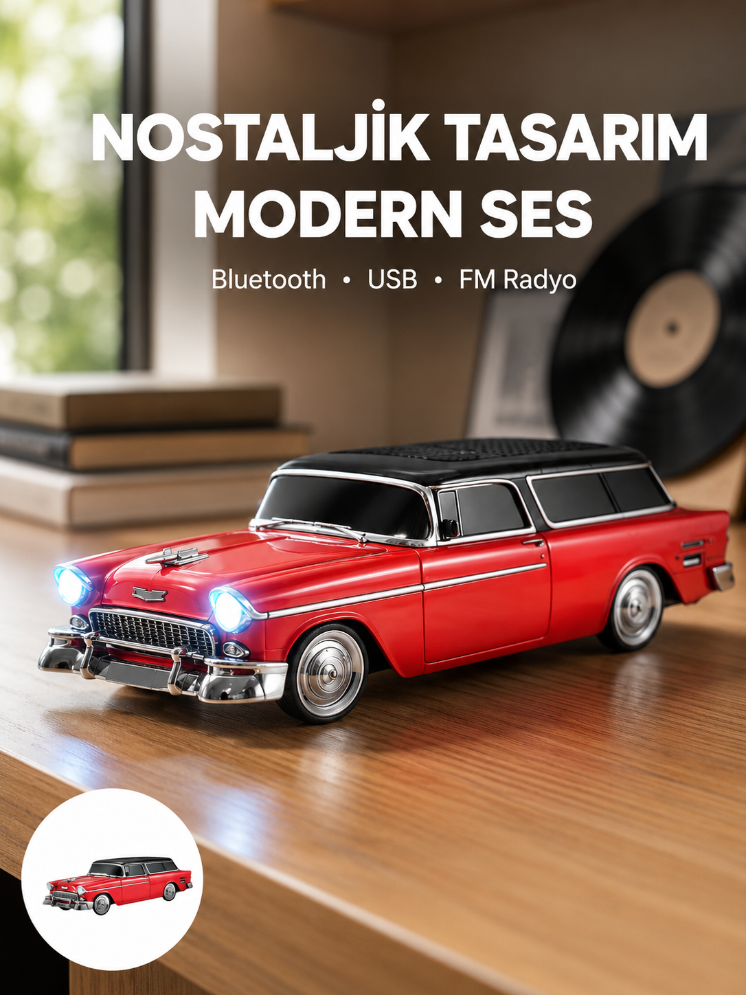 Taşınabilir Klasik Araç Tasarımlı Kablosuz Hoparlör - Lisinya Taşınabilir Klasik Araç Tasarımlı Kablosuz Hoparlör - Lisinya