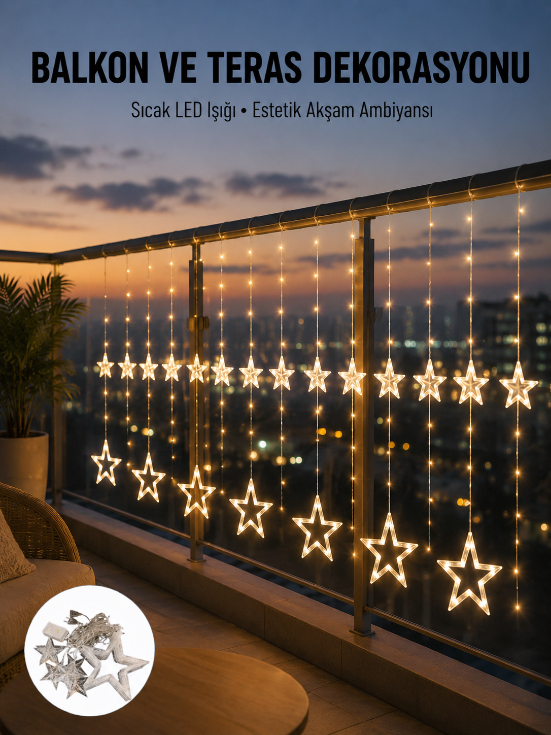 Yıldız Figürlü Perde Peri Led 3x3 Metre Dekoratif Işık Yeni Nesil - Lisinya